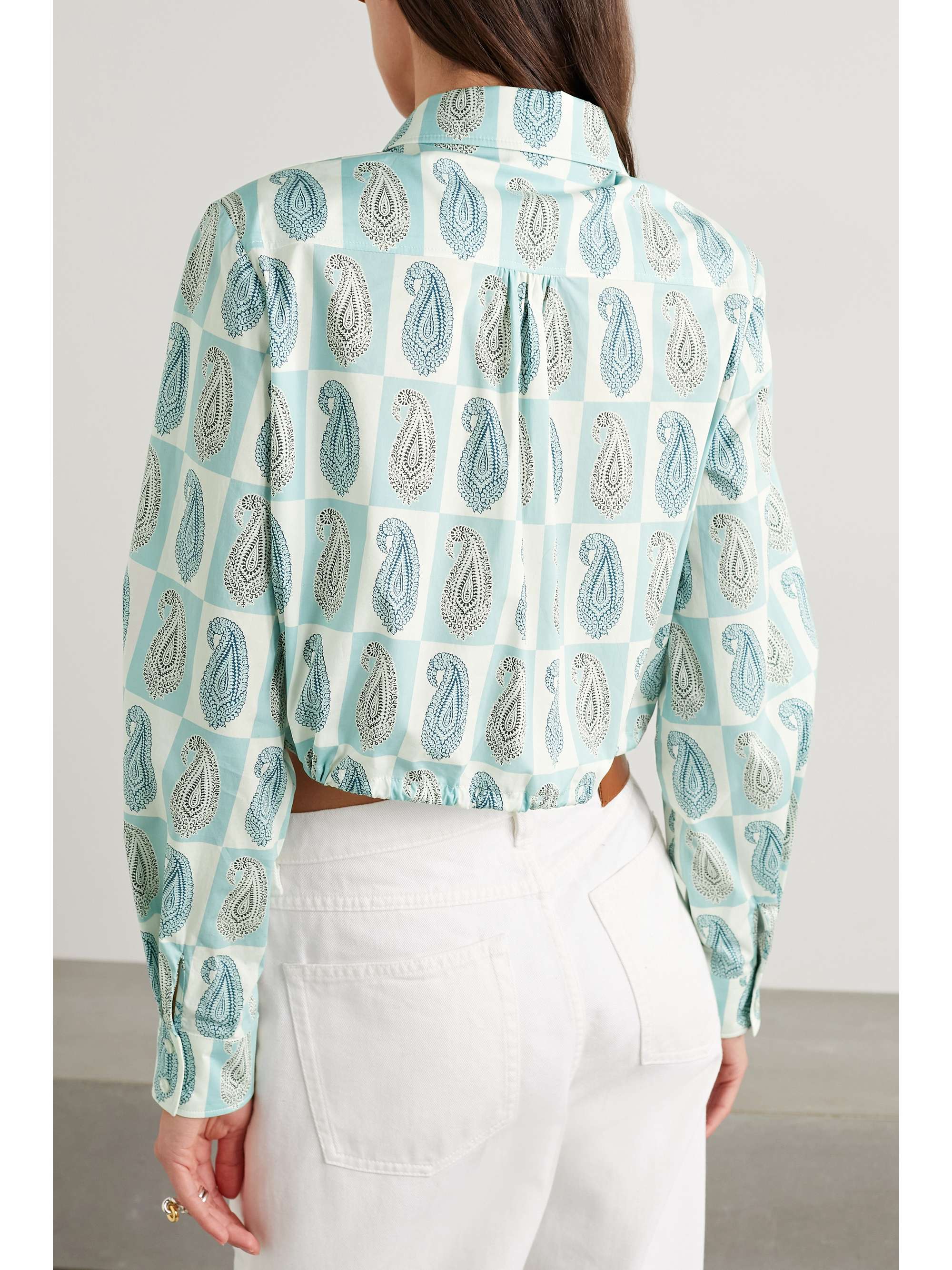 ETRO Cropped printed cotton-blend poplin shirt