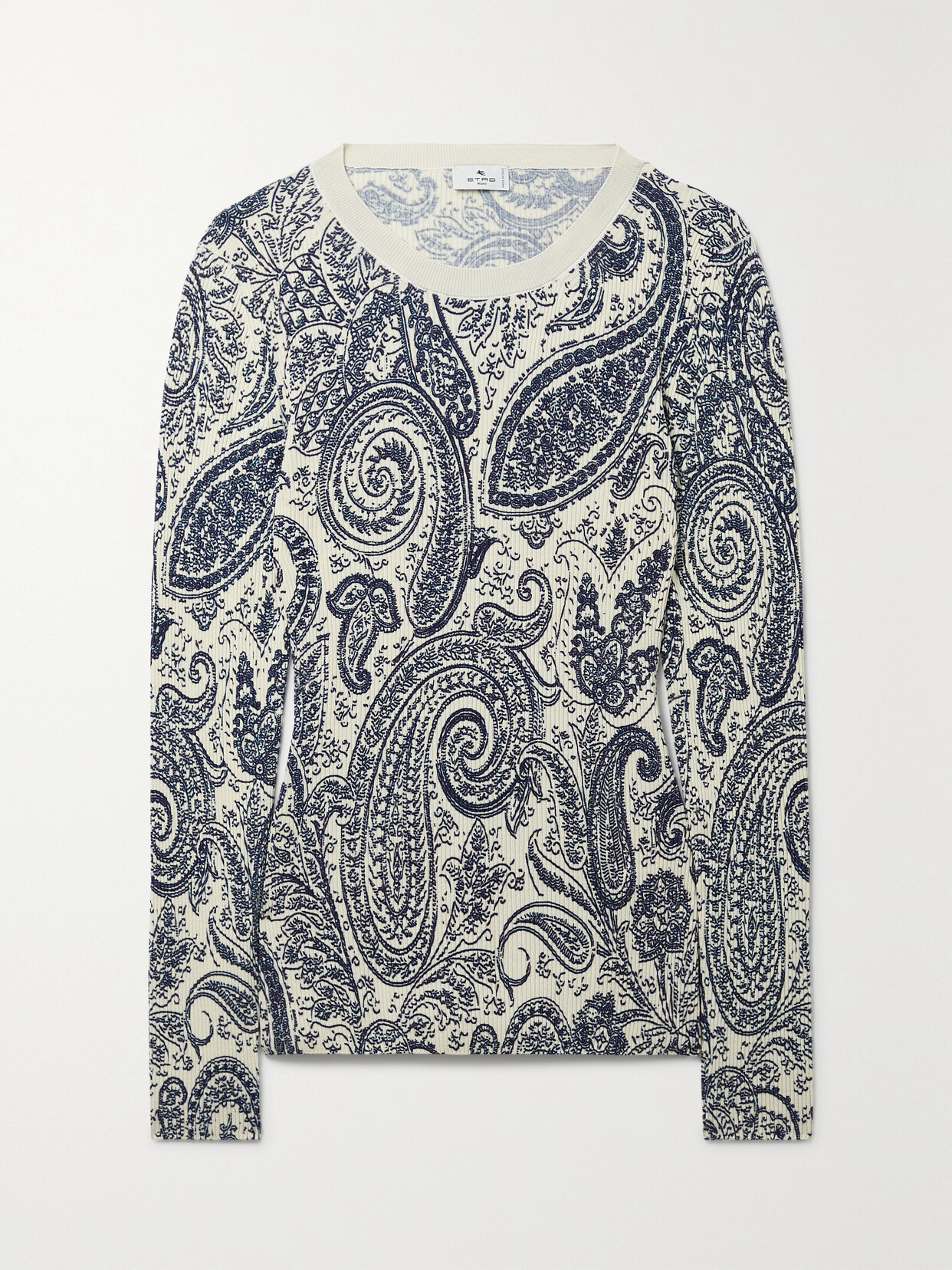 Etro - Ribbed Paisley-print Silk-blend Top - White