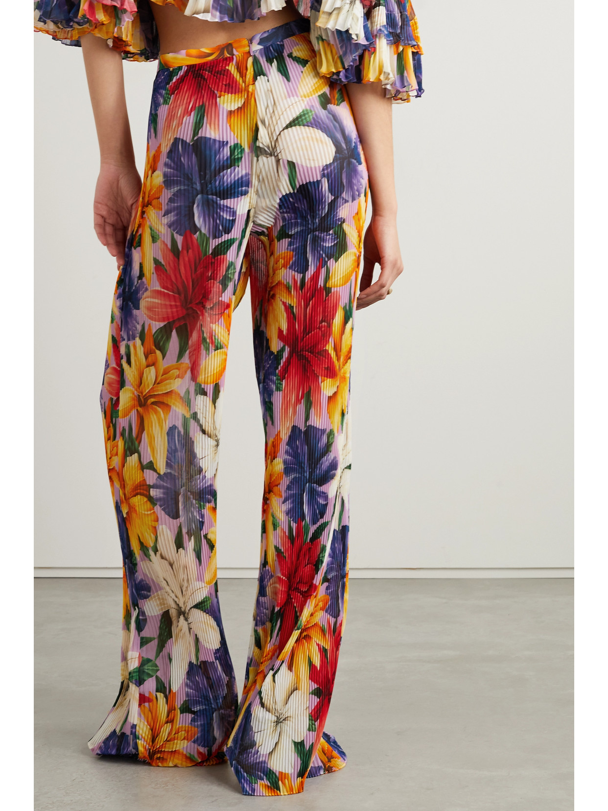 Etro High-rise Straight Floral Pants In Red