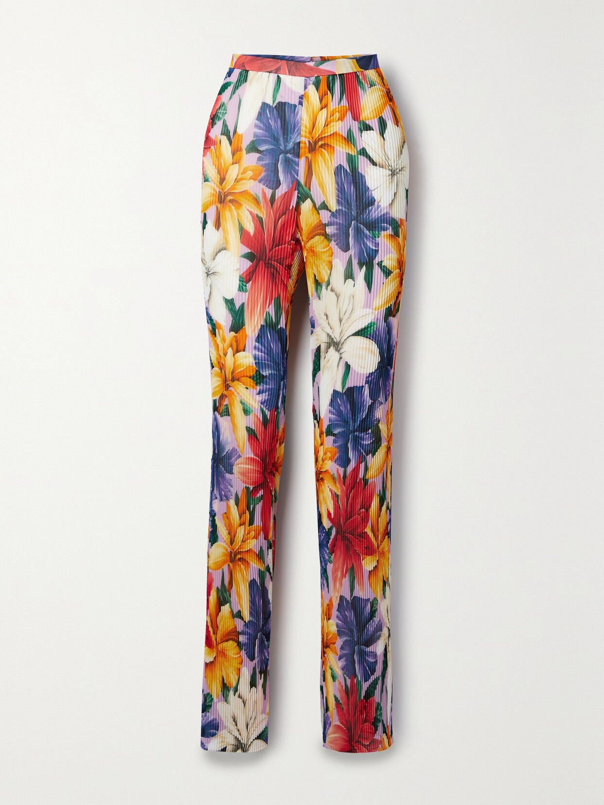 Etro - Floral-print Plissé-chiffon Straight-leg Pants - Red