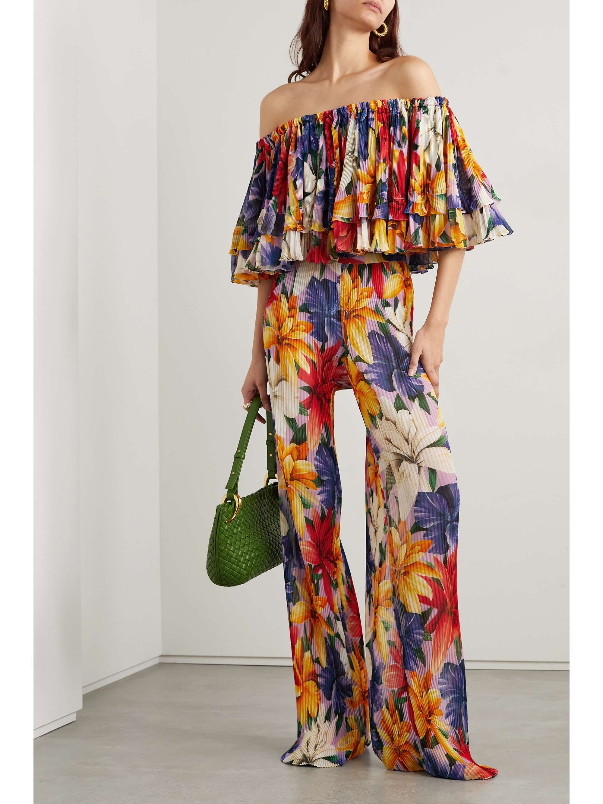 ETRO Floral-print plissé-chiffon straight-leg pants