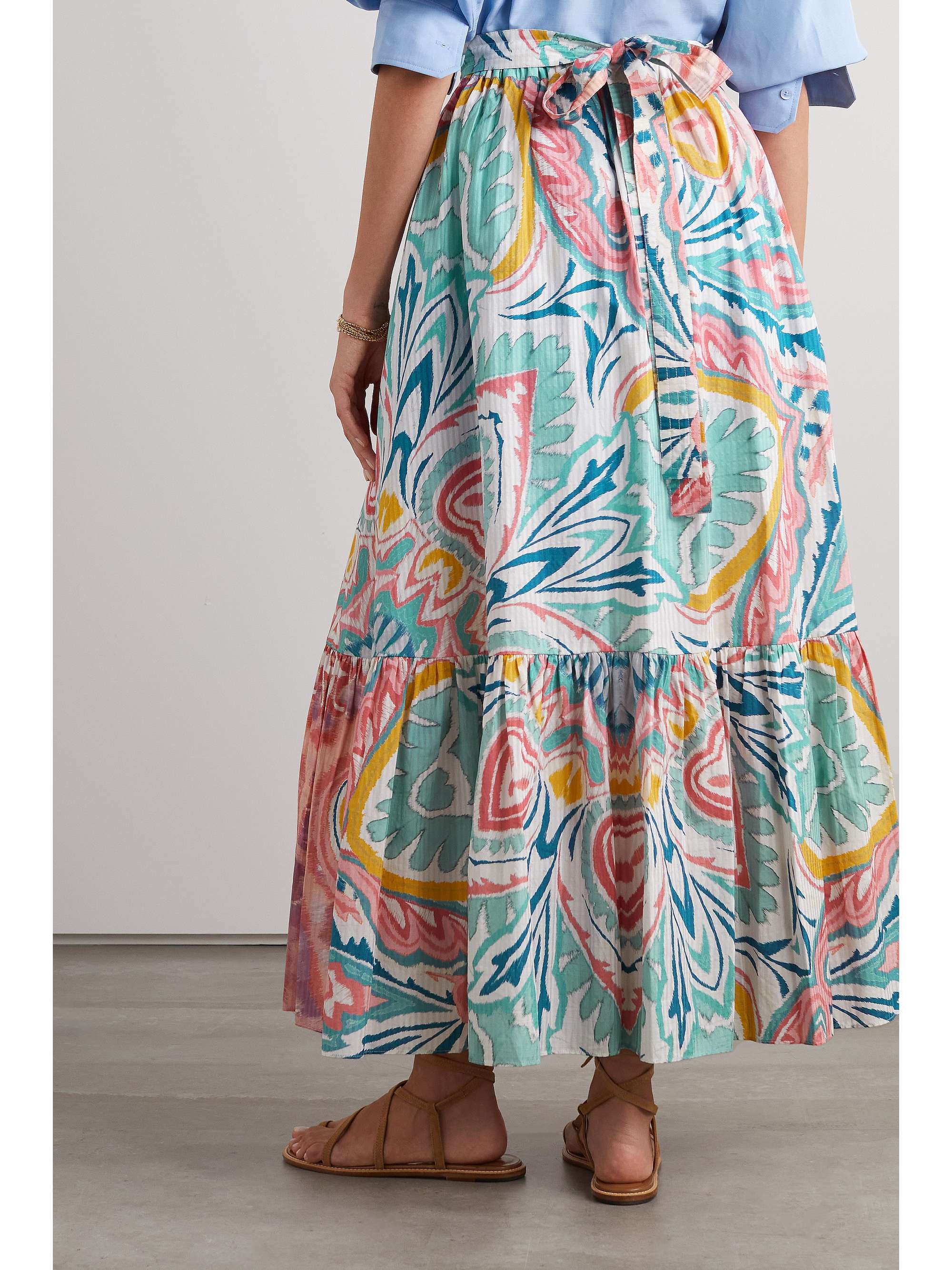 ETRO Printed cotton and silk-blend midi skirt