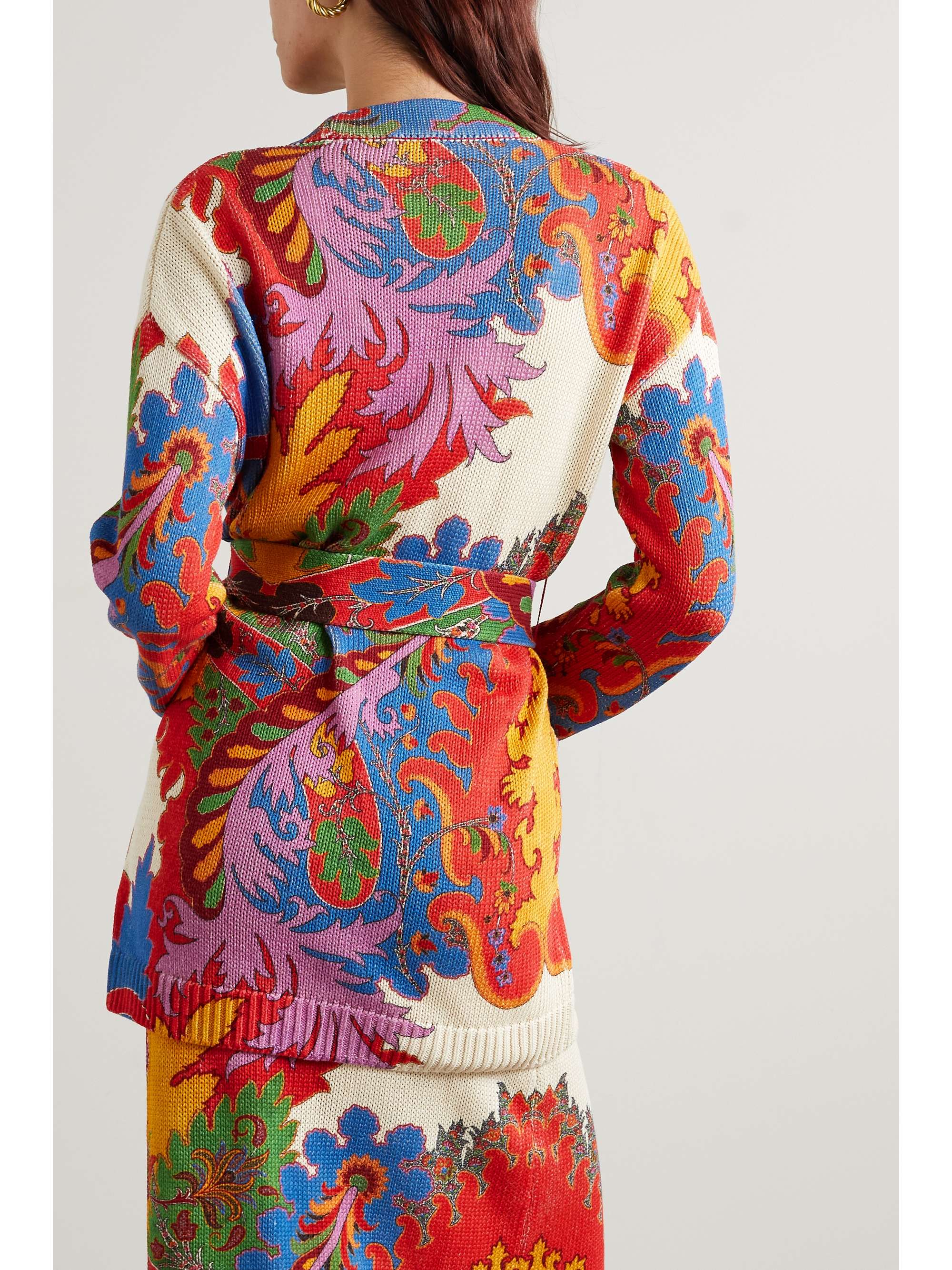 ETRO Belted floral-print silk and linen-blend cardigan