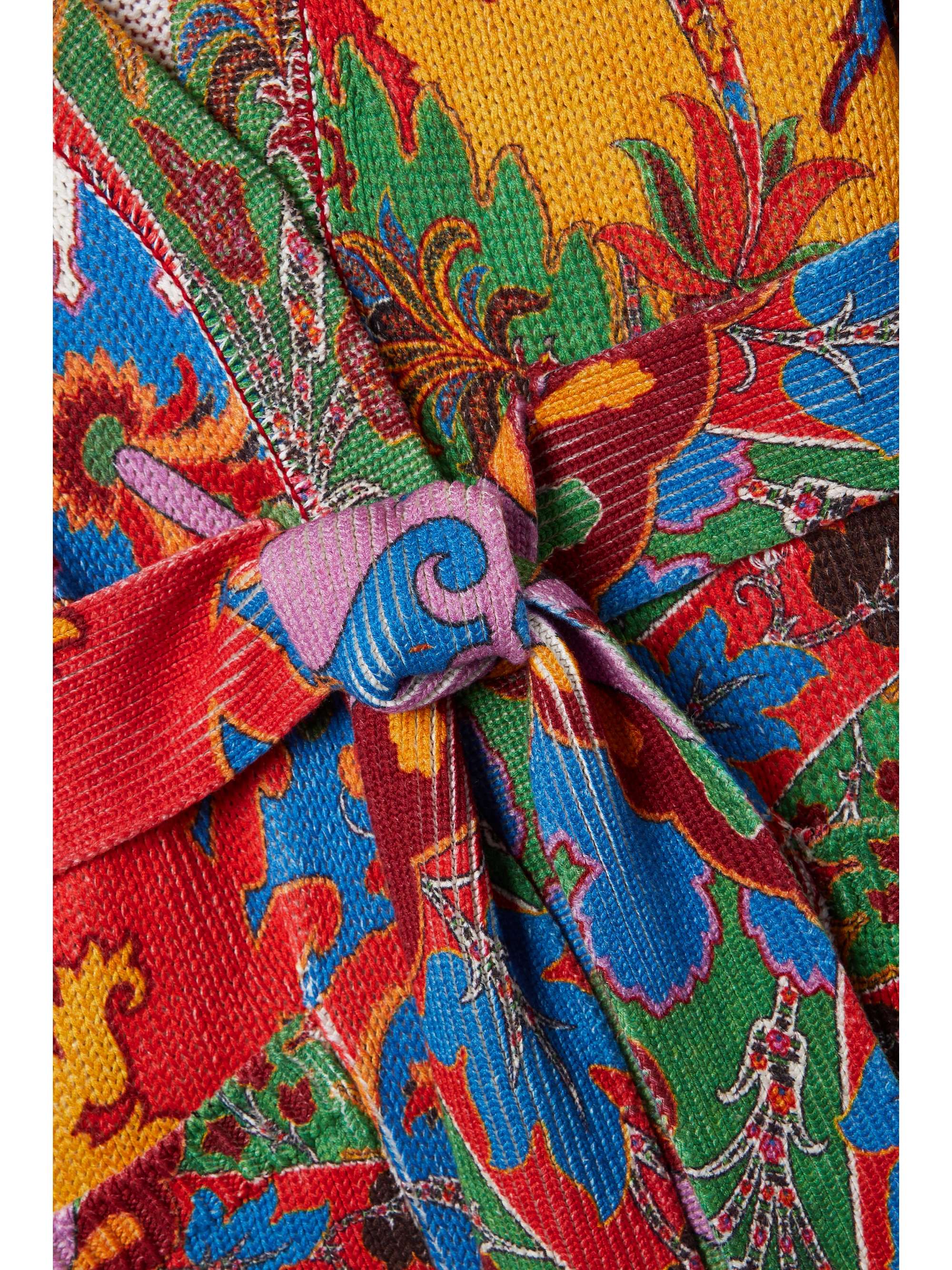 ETRO Belted floral-print silk and linen-blend cardigan