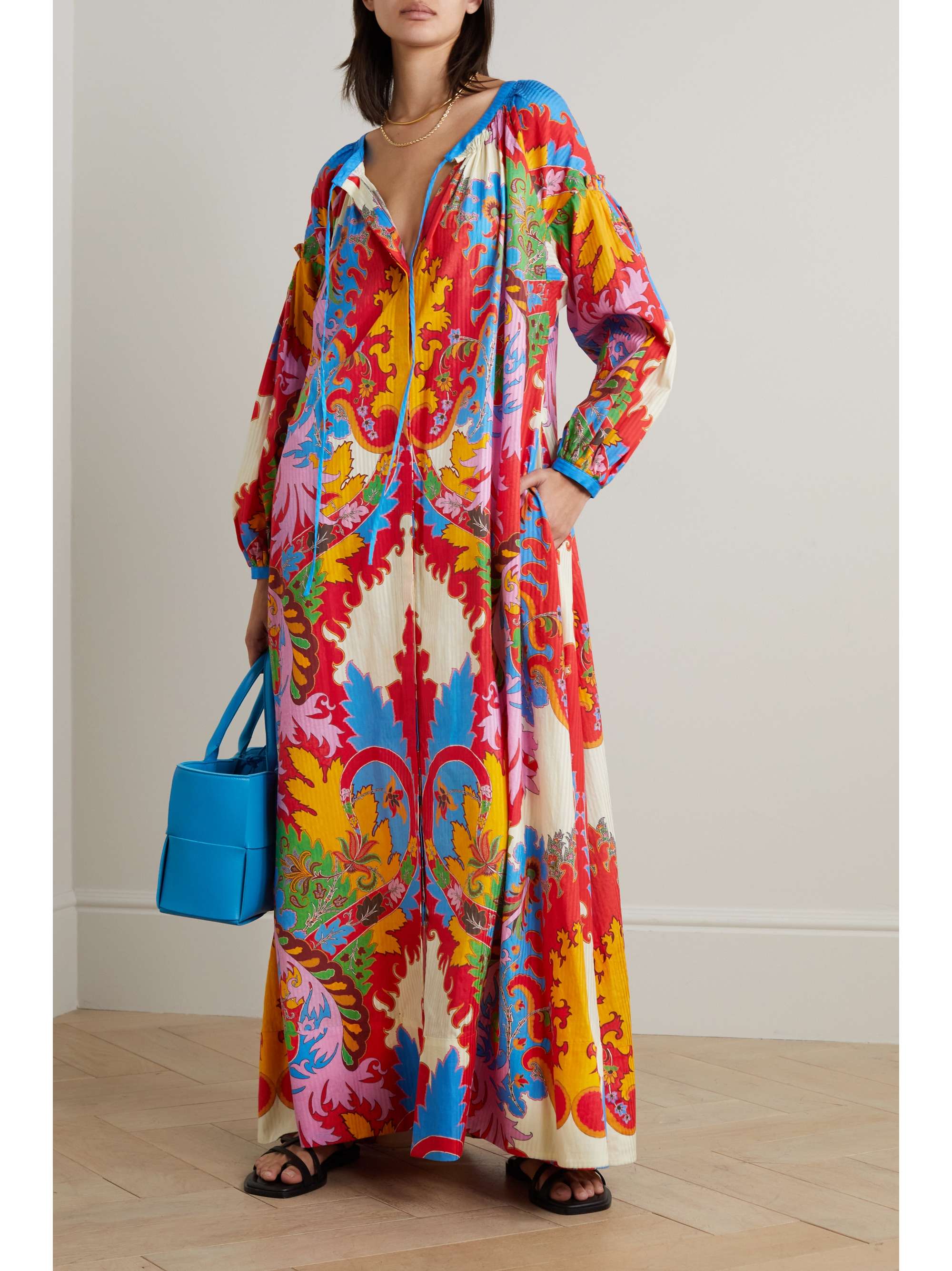 ETRO Ruffled printed cotton and silk-blend jacquard maxi dress