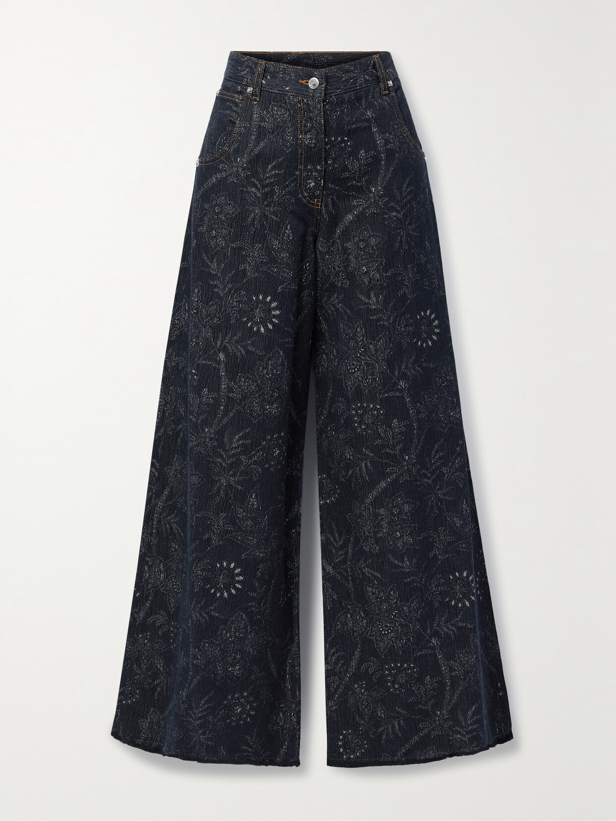 Etro - Paisley-print High-rise Wide-leg Jeans - Blue