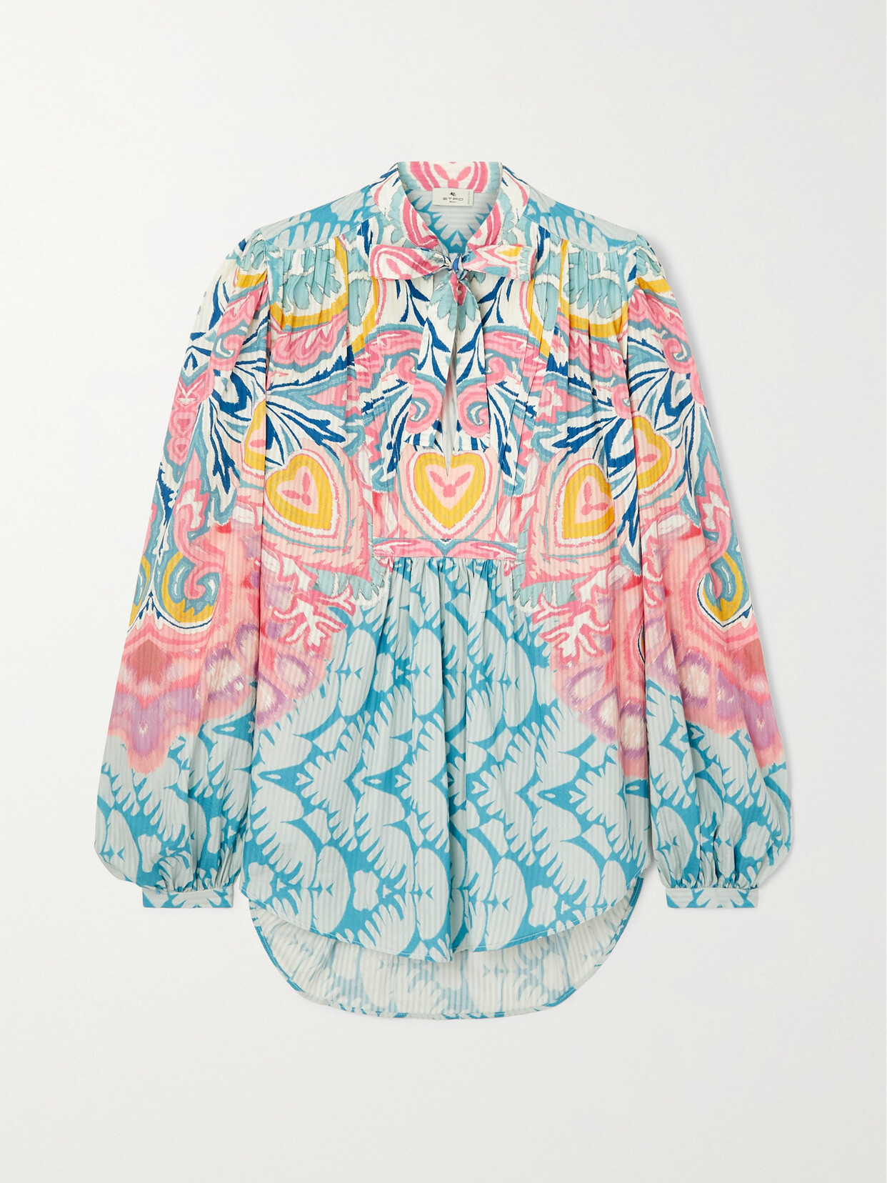 Etro - Printed Cotton And Silk-blend Blouse - Blue