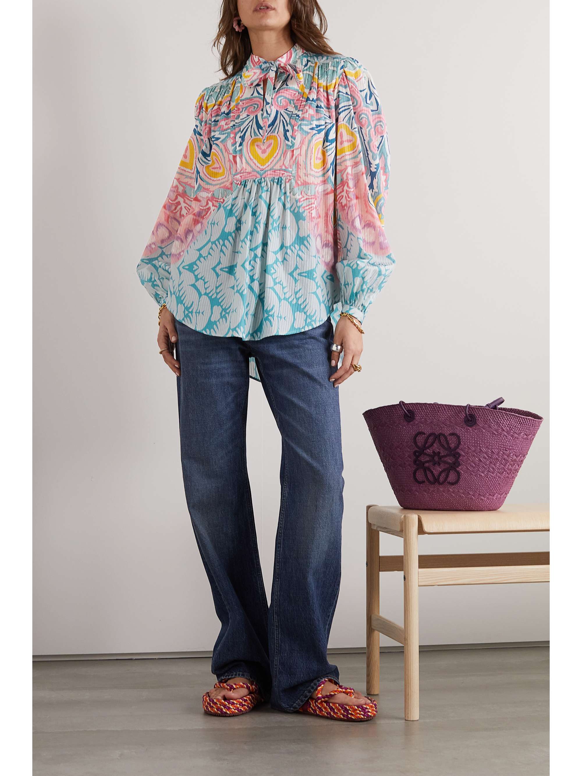 Etro Cotton Floral Embroidered Jeans in Blue