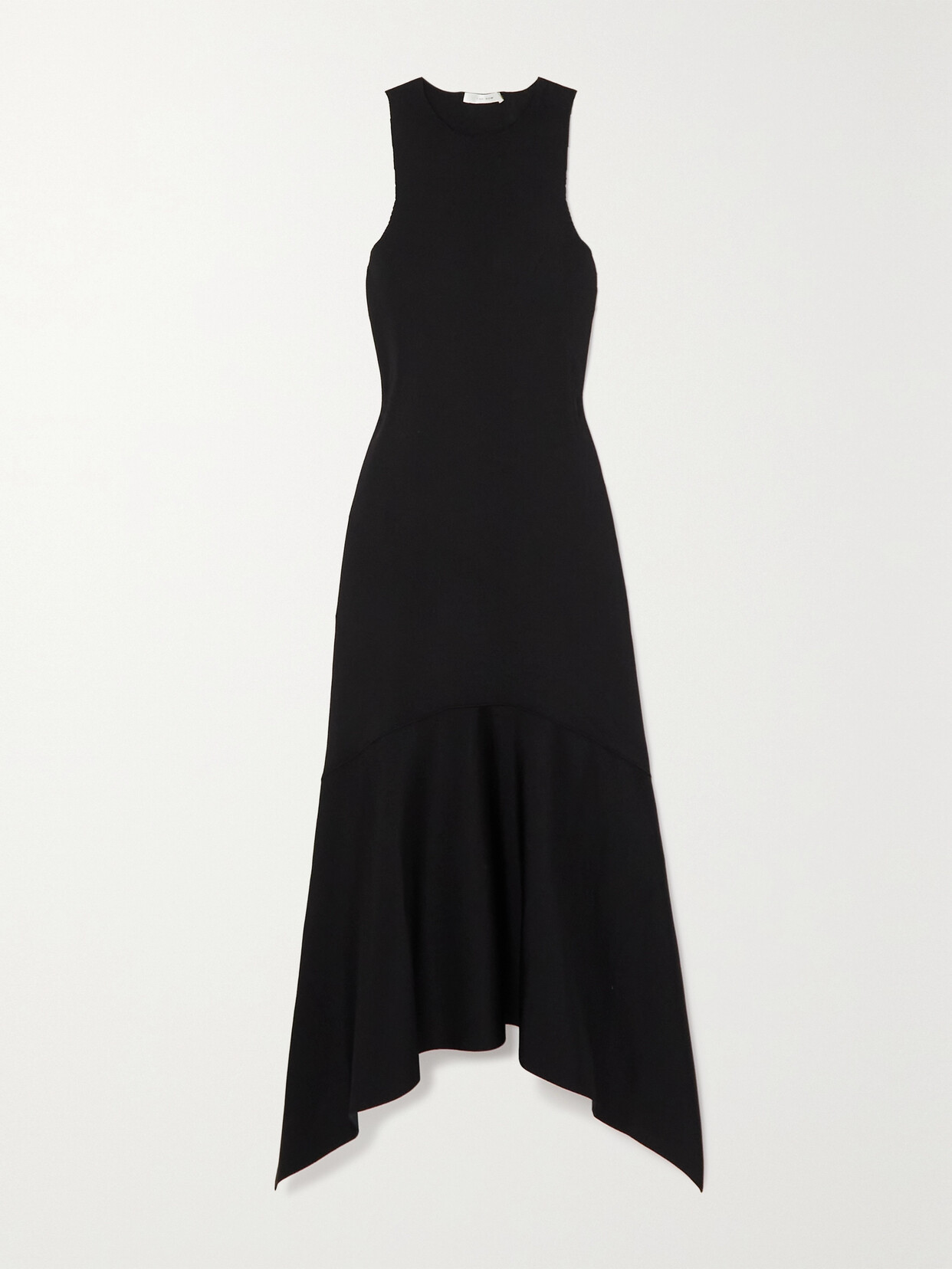 The Row Olina Asymmetric Stretch-crepe Midi Dress In Black