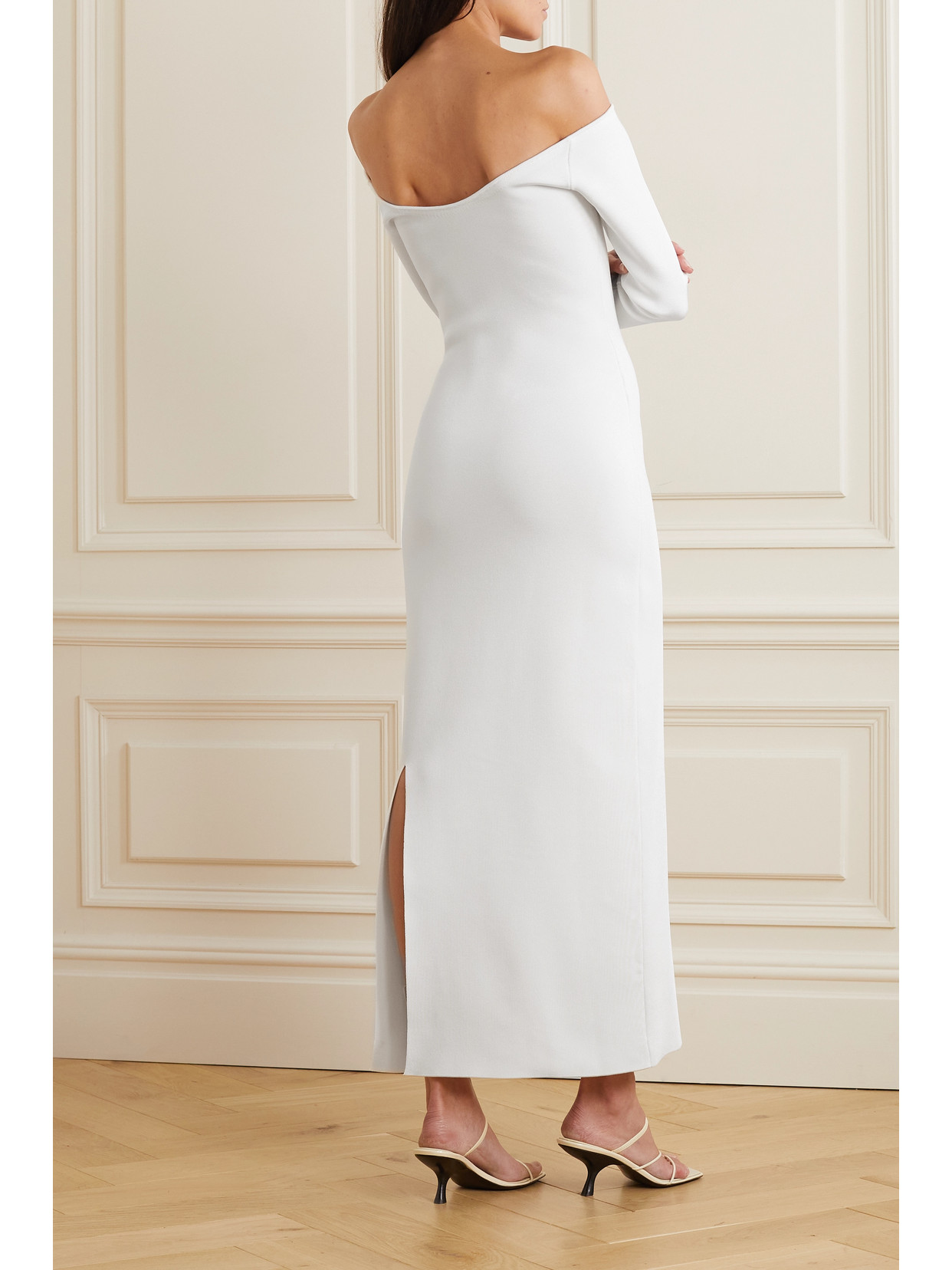 The Row Teresina Off-the-shoulder Stretch-jersey Maxi Dress In White