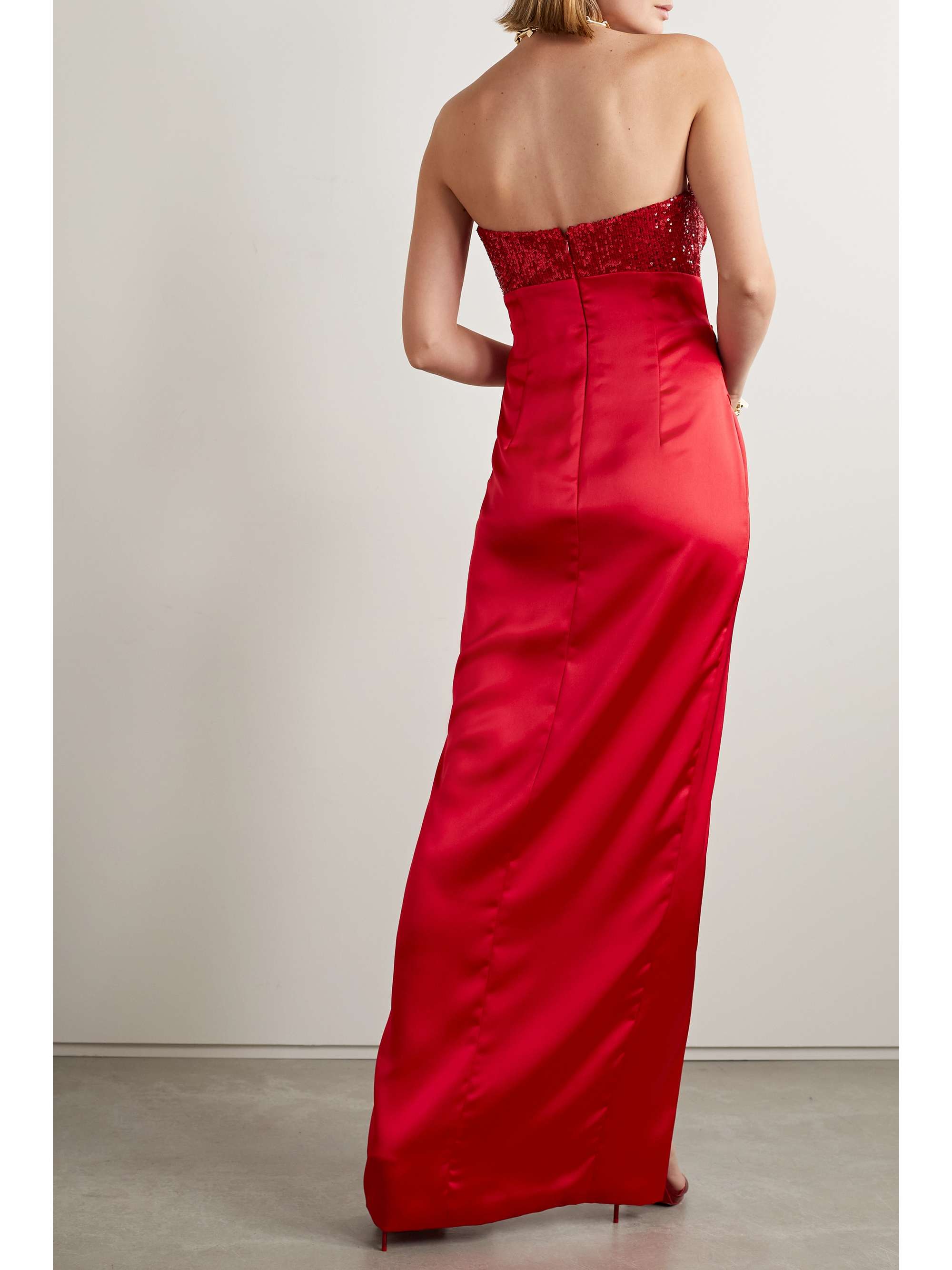SEMSEM Gathered sequin-embellished charmeuse gown
