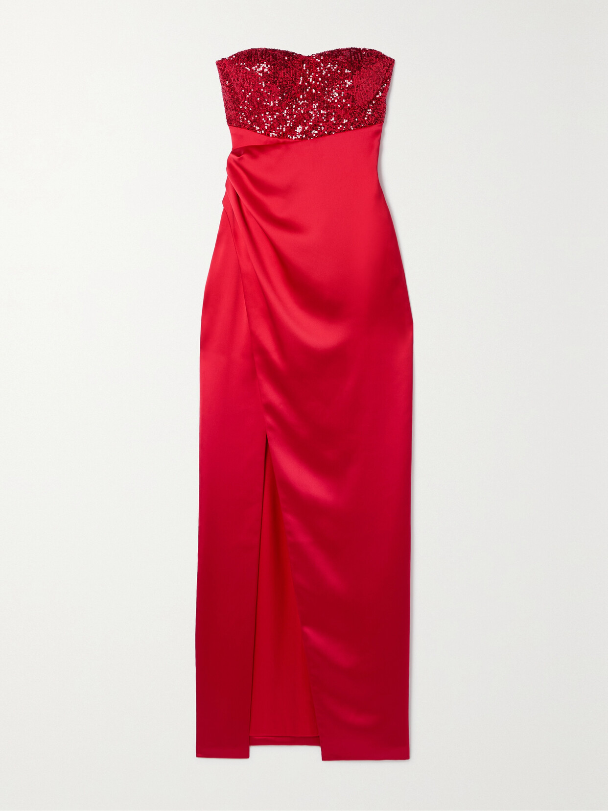 SemSem Gathered Sequin-embellished Charmeuse Gown - US10