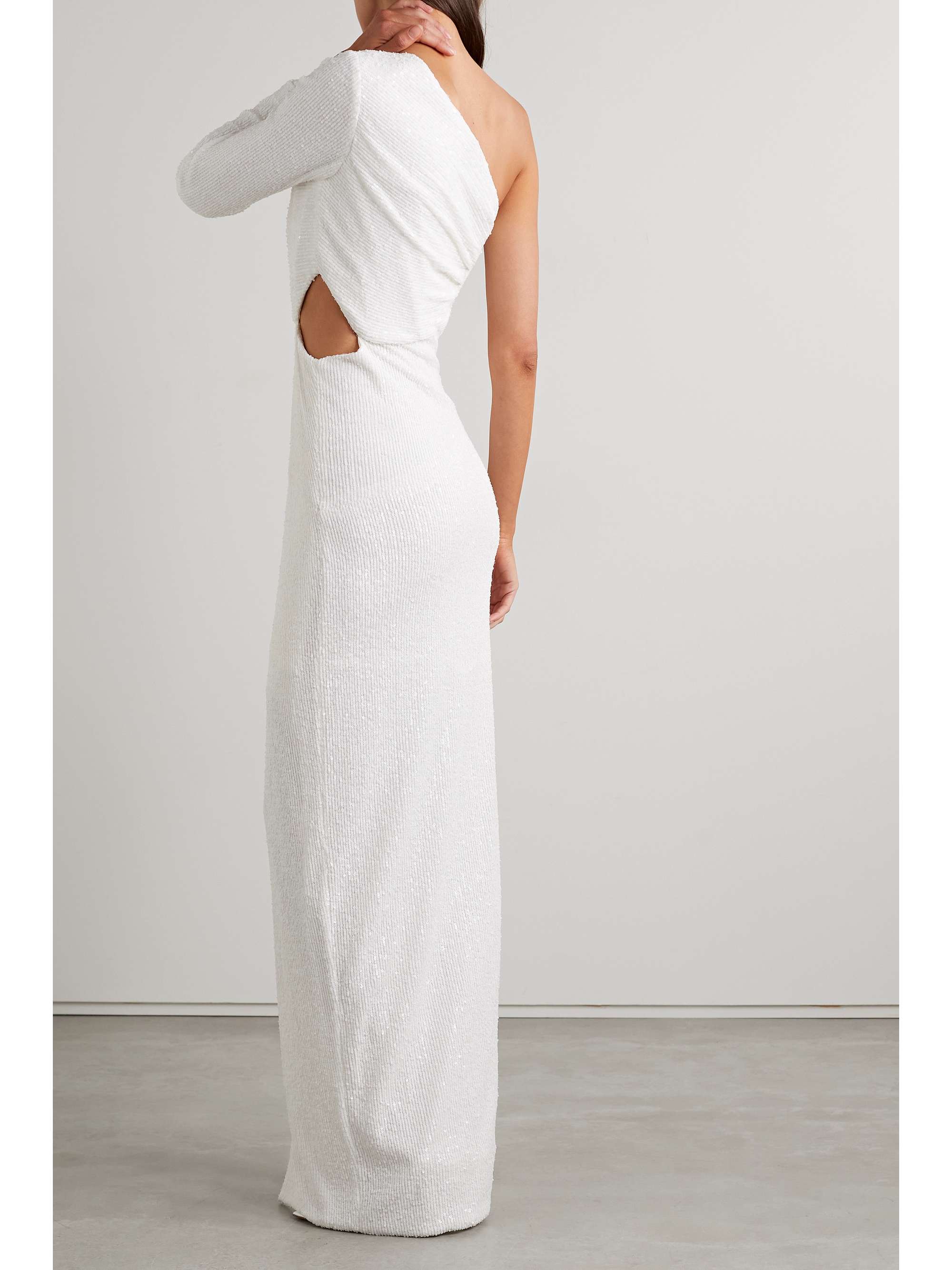 SEMSEM One-shoulder cutout sequined knitted gown