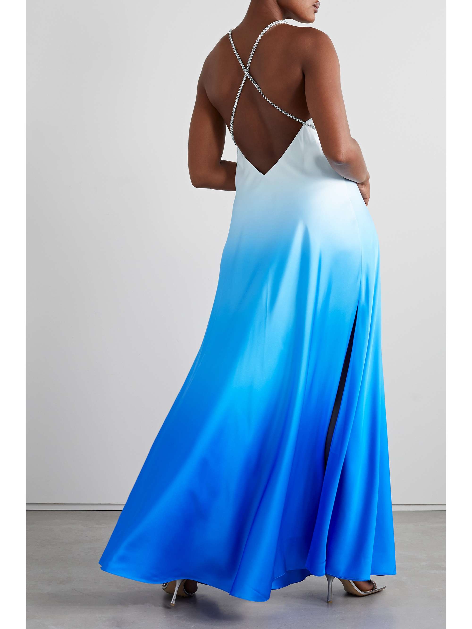 SEMSEM Swarovski crystal-embellished dégradé silk-charmeuse gown