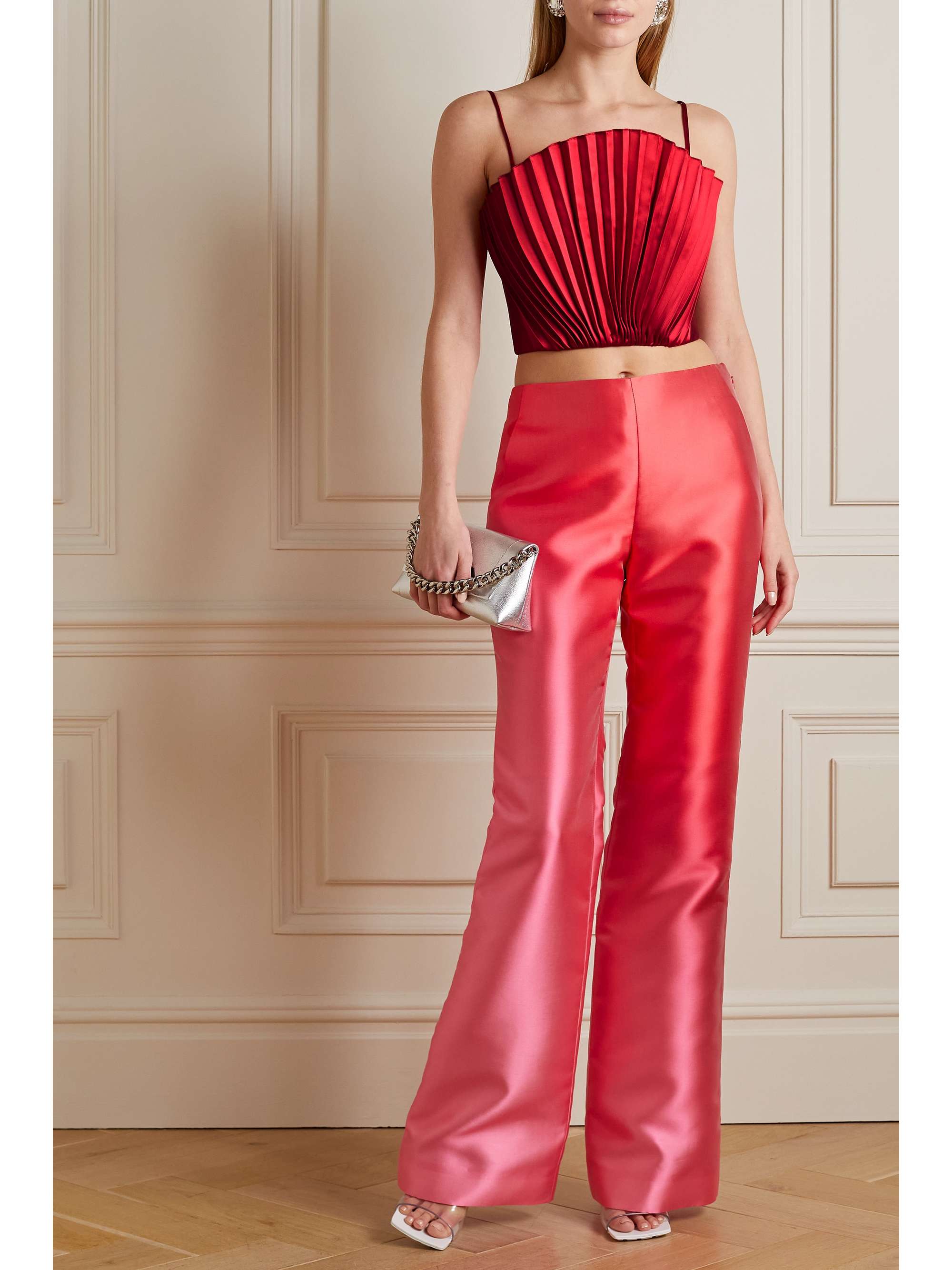 Cropped hotsell plisse trousers