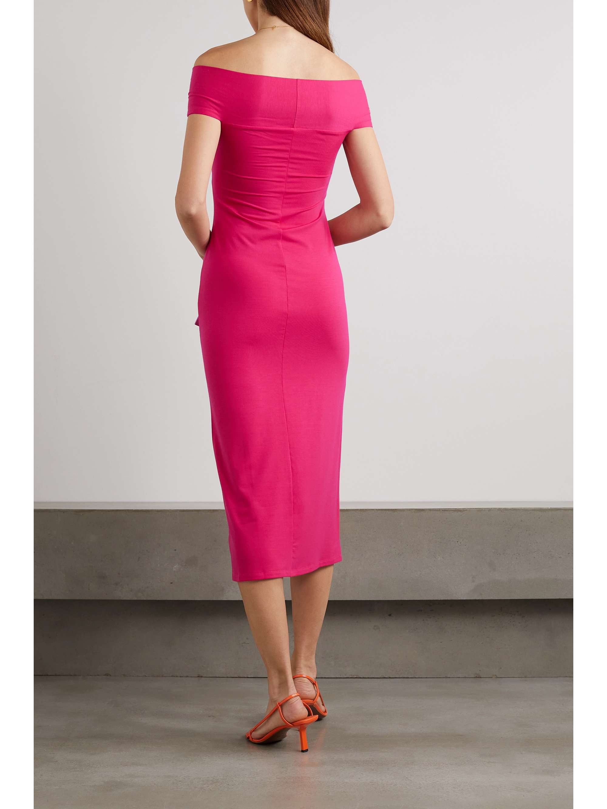 REFORMATION Toulon off-the-shoulder twist-front stretch-TENCEL Lyocell midi dress