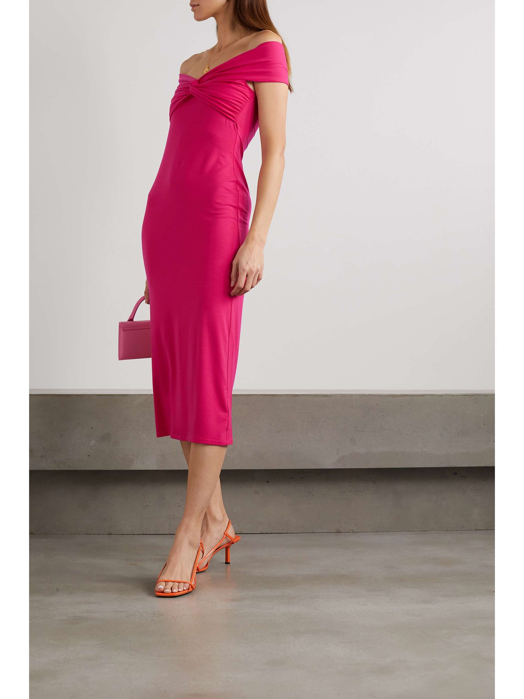 REFORMATION Toulon off-the-shoulder twist-front stretch-TENCEL Lyocell midi dress