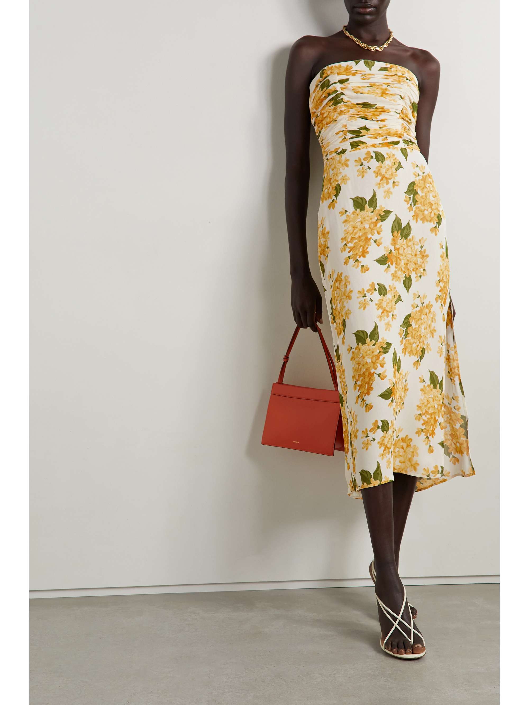 REFORMATION Lore ruched floral-print georgette midi dress