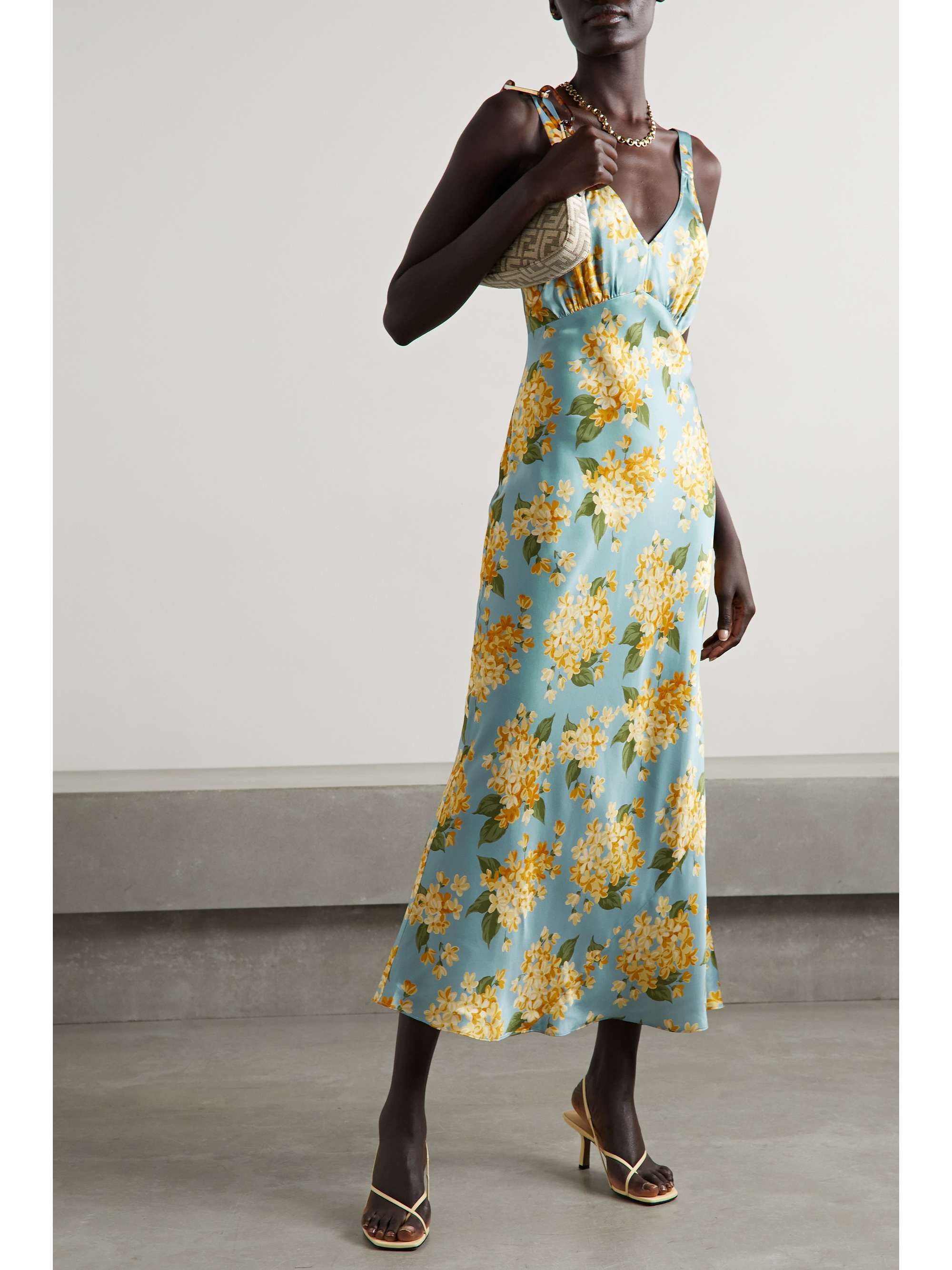 REFORMATION Daytona floral-print silk-satin midi dress
