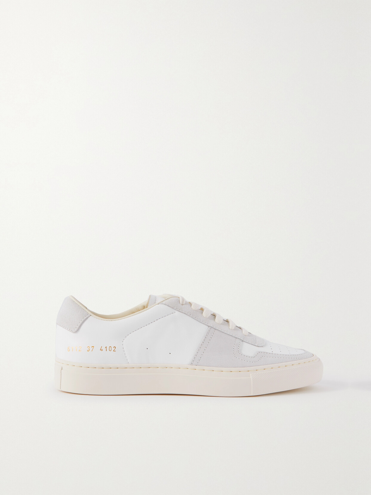 Common Projects Bball Summer Mixed Leather Court Sneakers In Off White