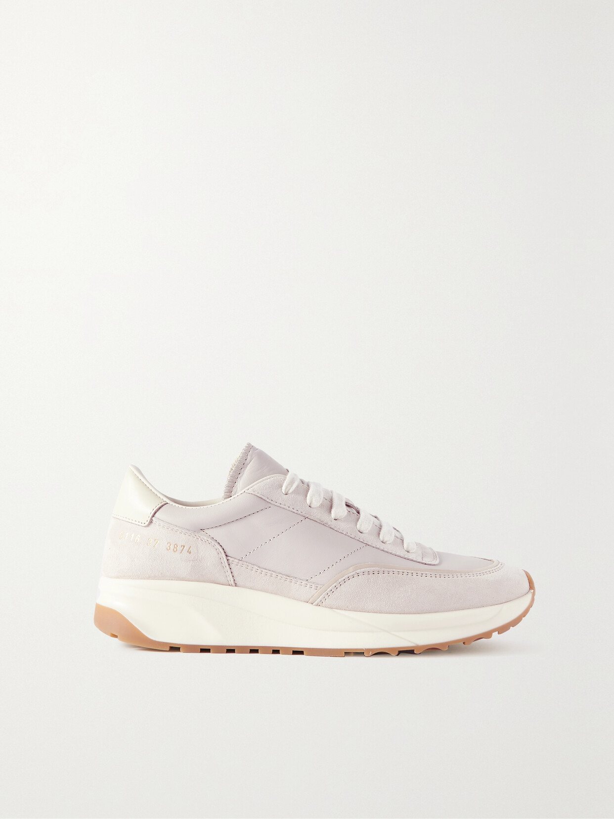 Common Projects Track 80 Leather And Suede Sneakers - Gray
