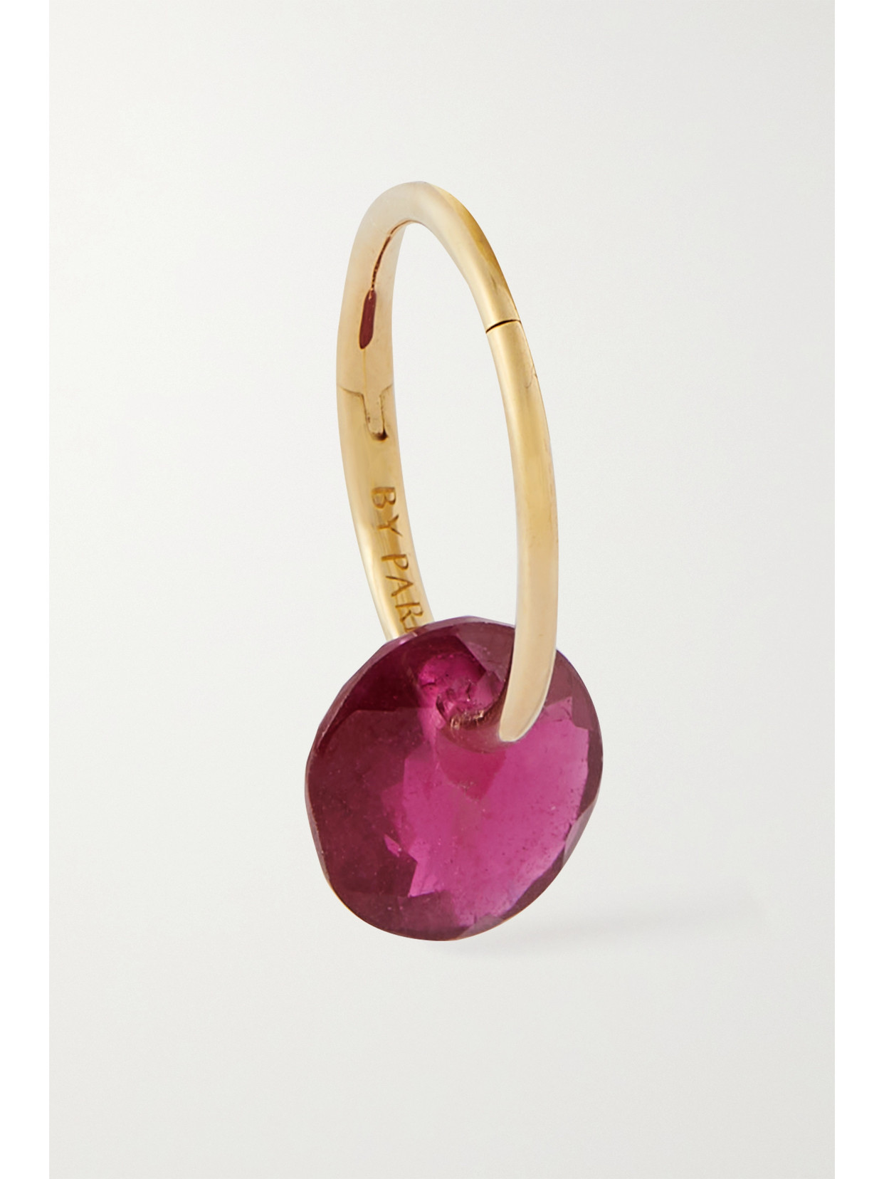 By Pariah - July Birthstone 14-karat Recycled Gold Ruby Single Hoop Earring - one size