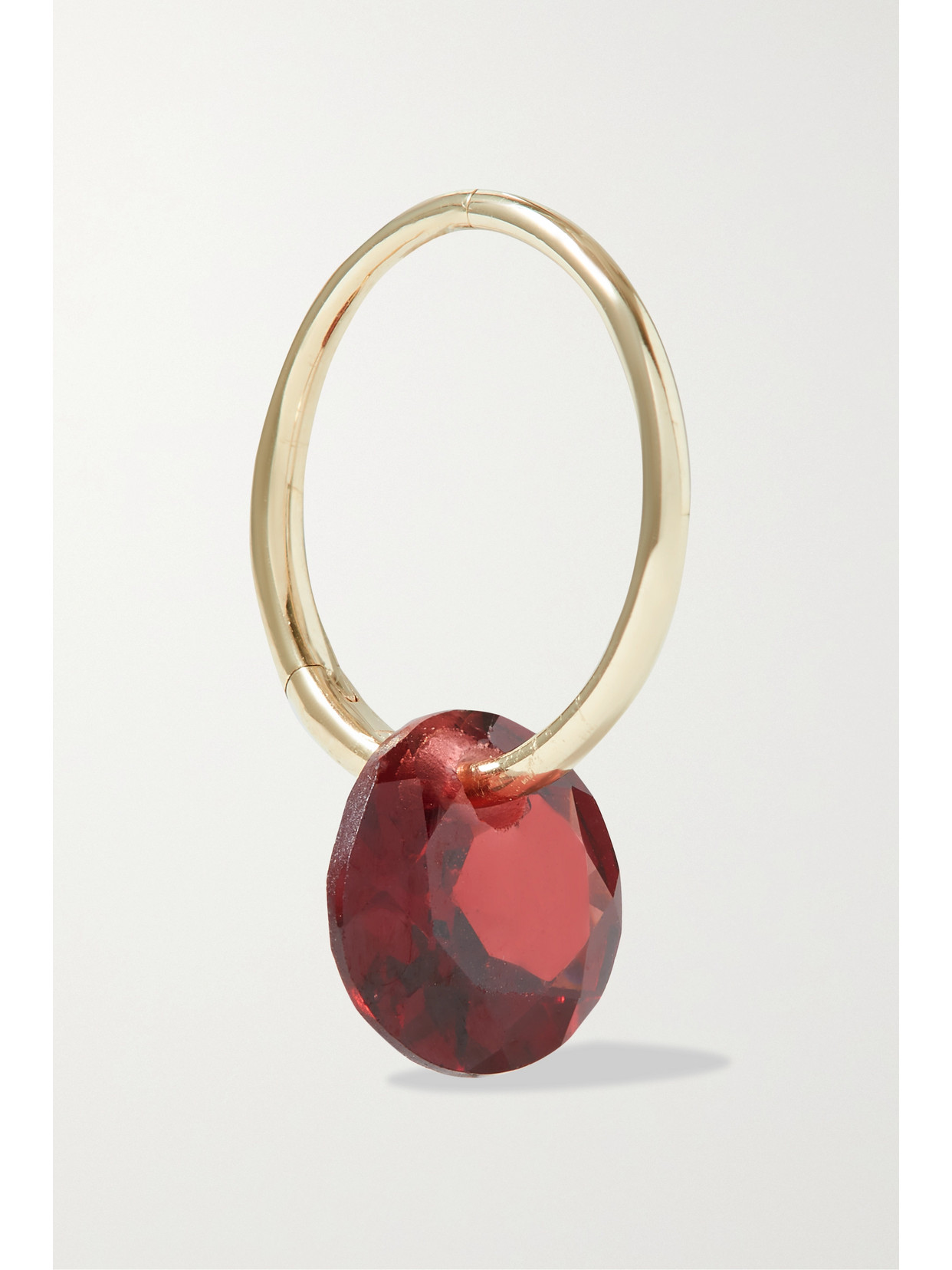 By Pariah - January Birthstone 14-karat Recycled Gold Garnet Single Hoop Earring - one size