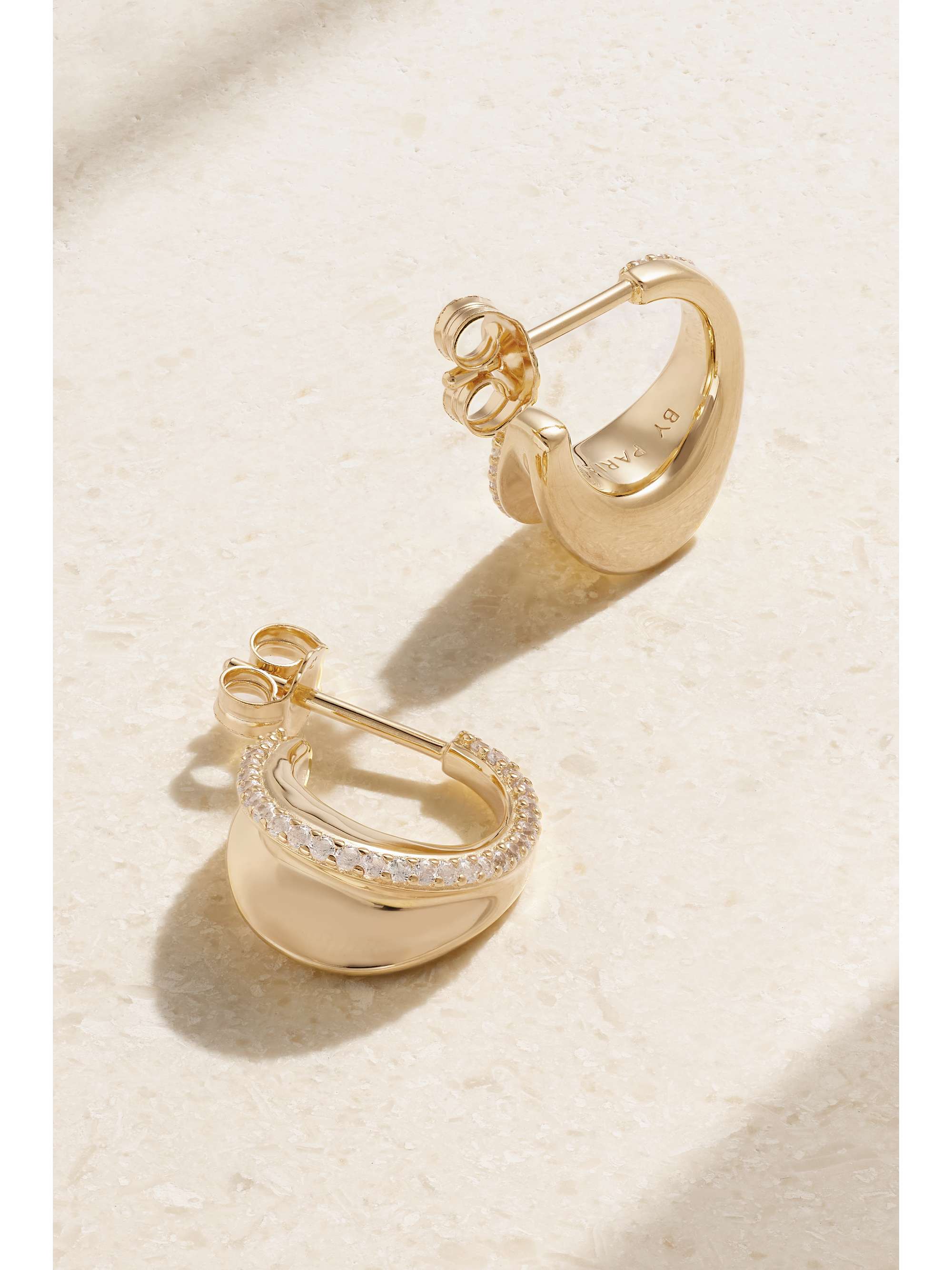 BY PARIAH O Huggies mini 14-karat recycled gold sapphire hoop earrings