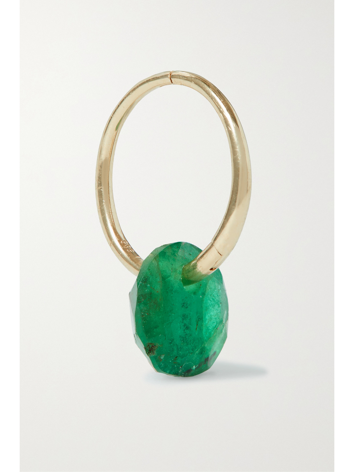 By Pariah - May Birthstone 14-karat Recycled Gold Emerald Single Hoop Earring - one size