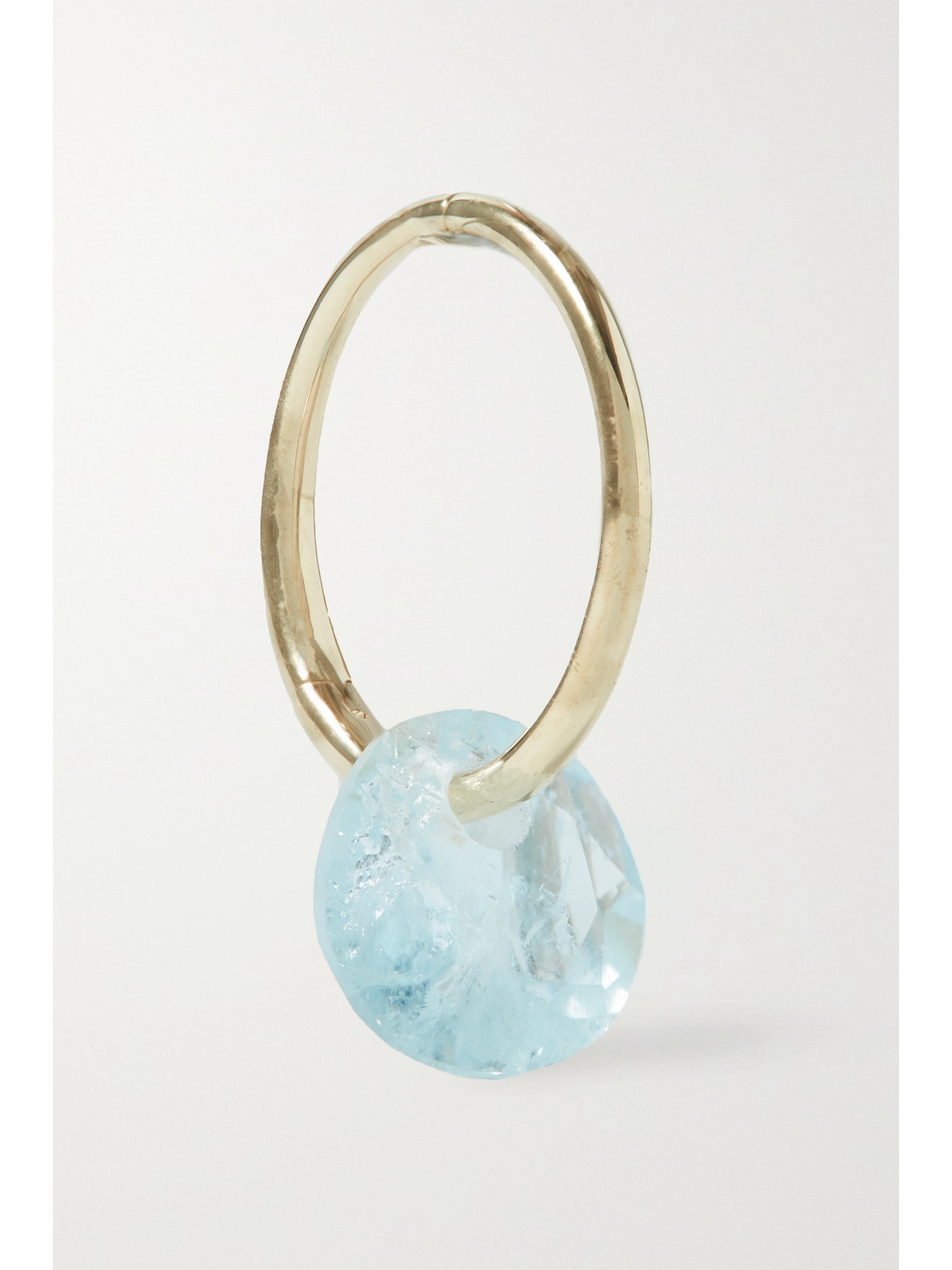 By Pariah - March Birthstone 14-karat Recycled Gold Aquamarine Single Hoop Earring - one size