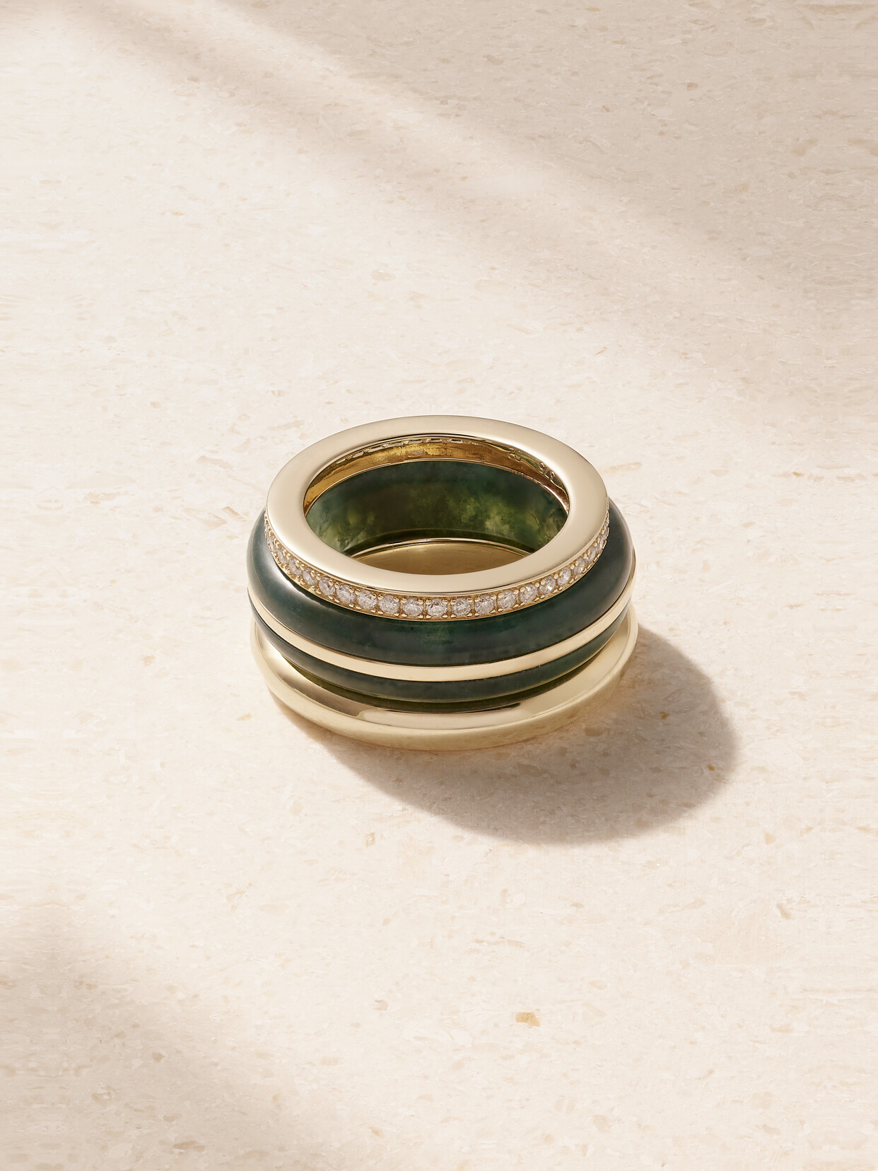 By Pariah The Albert, Essential Stacking And Triple Eternity Set Of Three Gold, 14-karat Recycled Gold, Agate