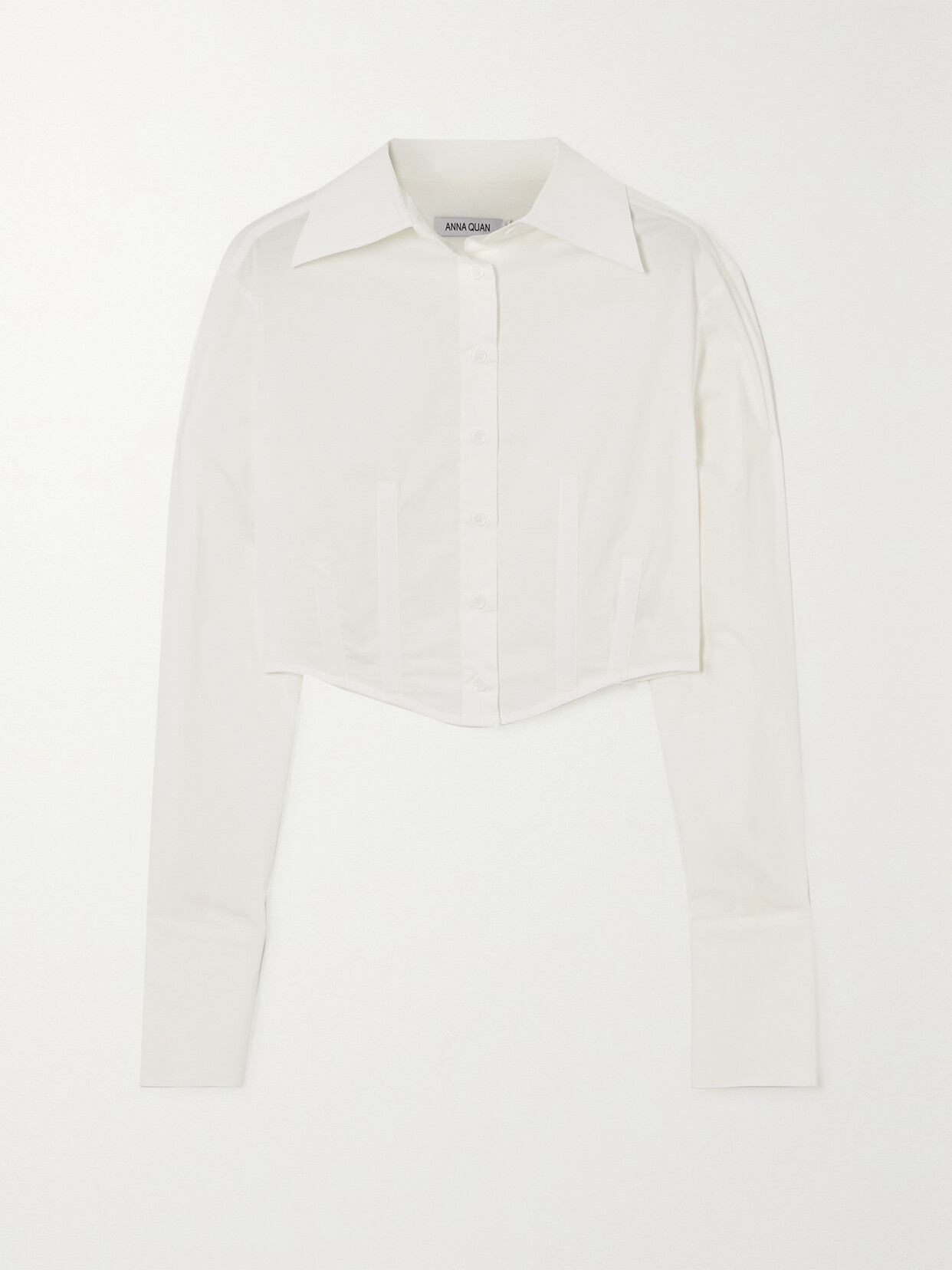 ANNA QUAN FRANKE CROPPED STRETCH-COTTON SHIRT