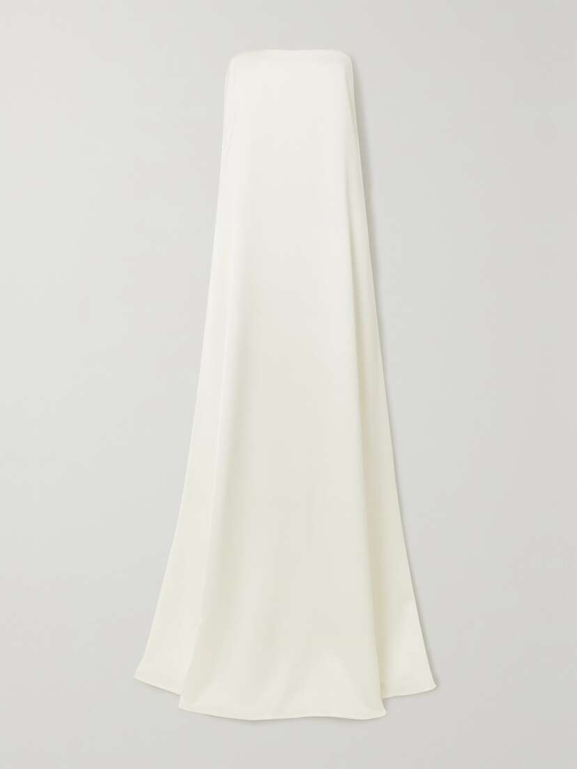 ANNA QUAN Delphina Strapless Hammered-satin Maxi Dress - - UK 14