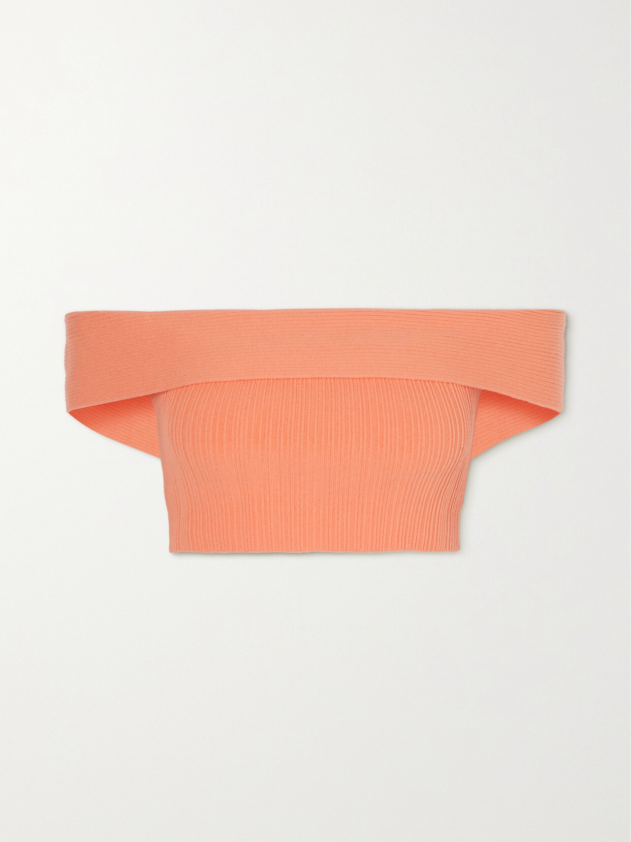 ANNA QUAN - Tessa Cropped Off-the-shoulder Ribbed Cotton-blend Top - Orange