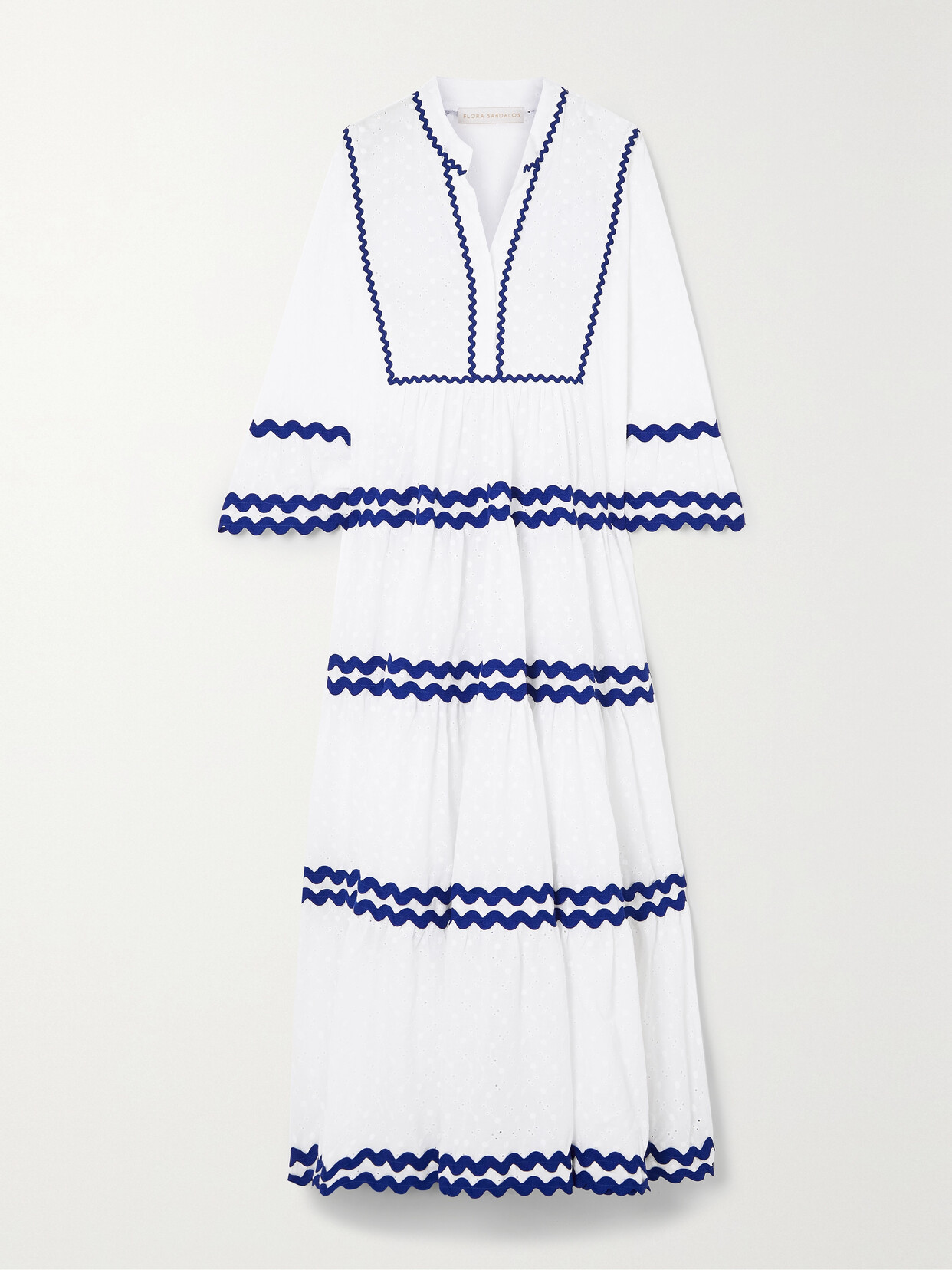 Flora Sardalos - Milos Ric Rac-trimmed Broderie Anglaise Cotton Maxi Dress - White