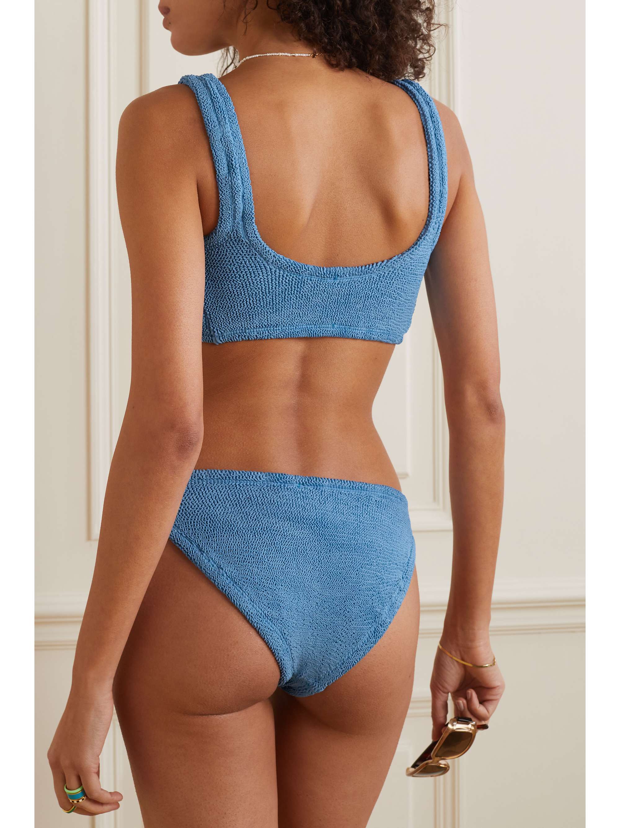 HUNZA G + NET SUSTAIN Juno twist-front seersucker bikini