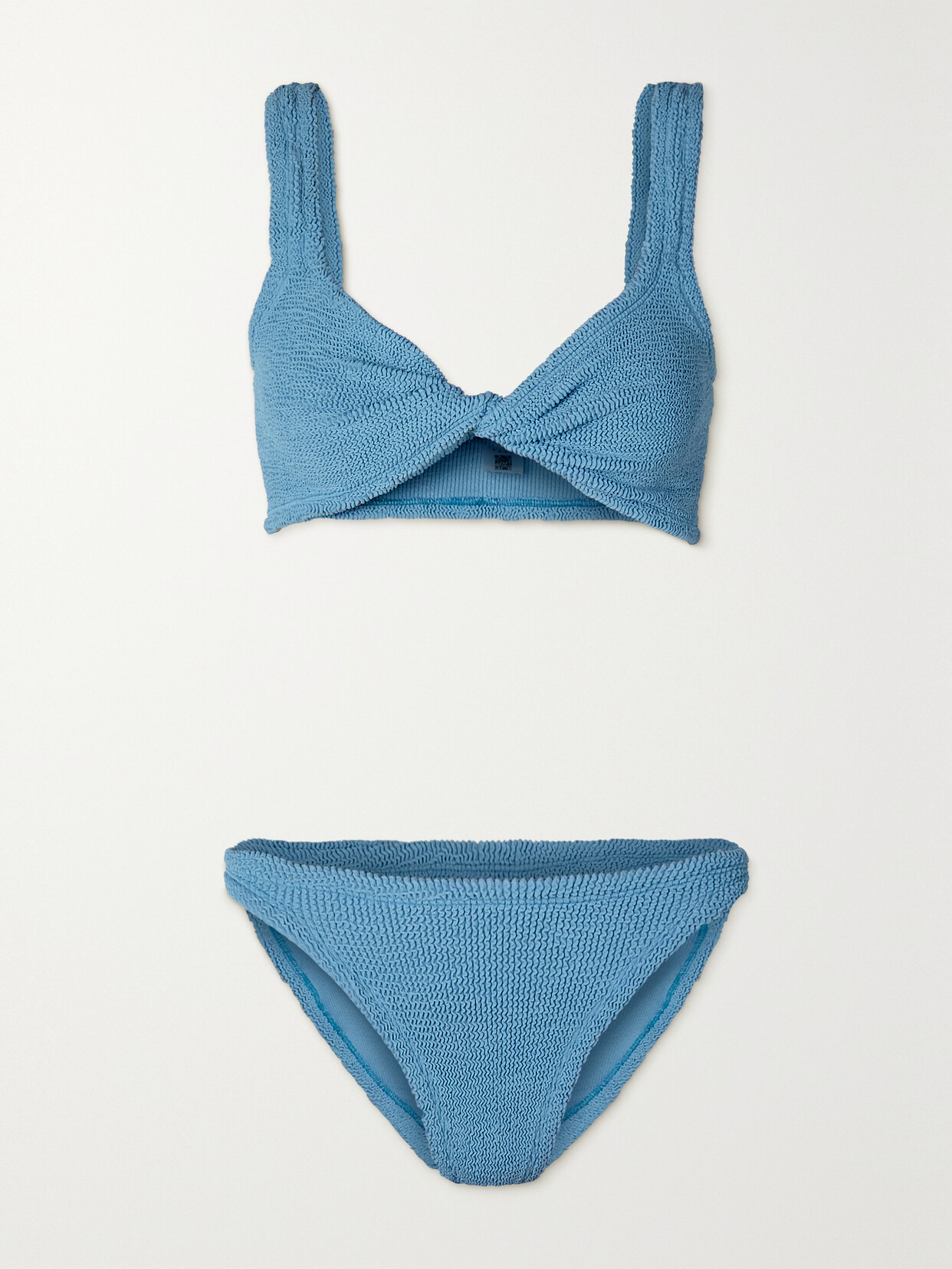 Hunza G - + Net Sustain Juno Twist-front Seersucker Bikini - Blue