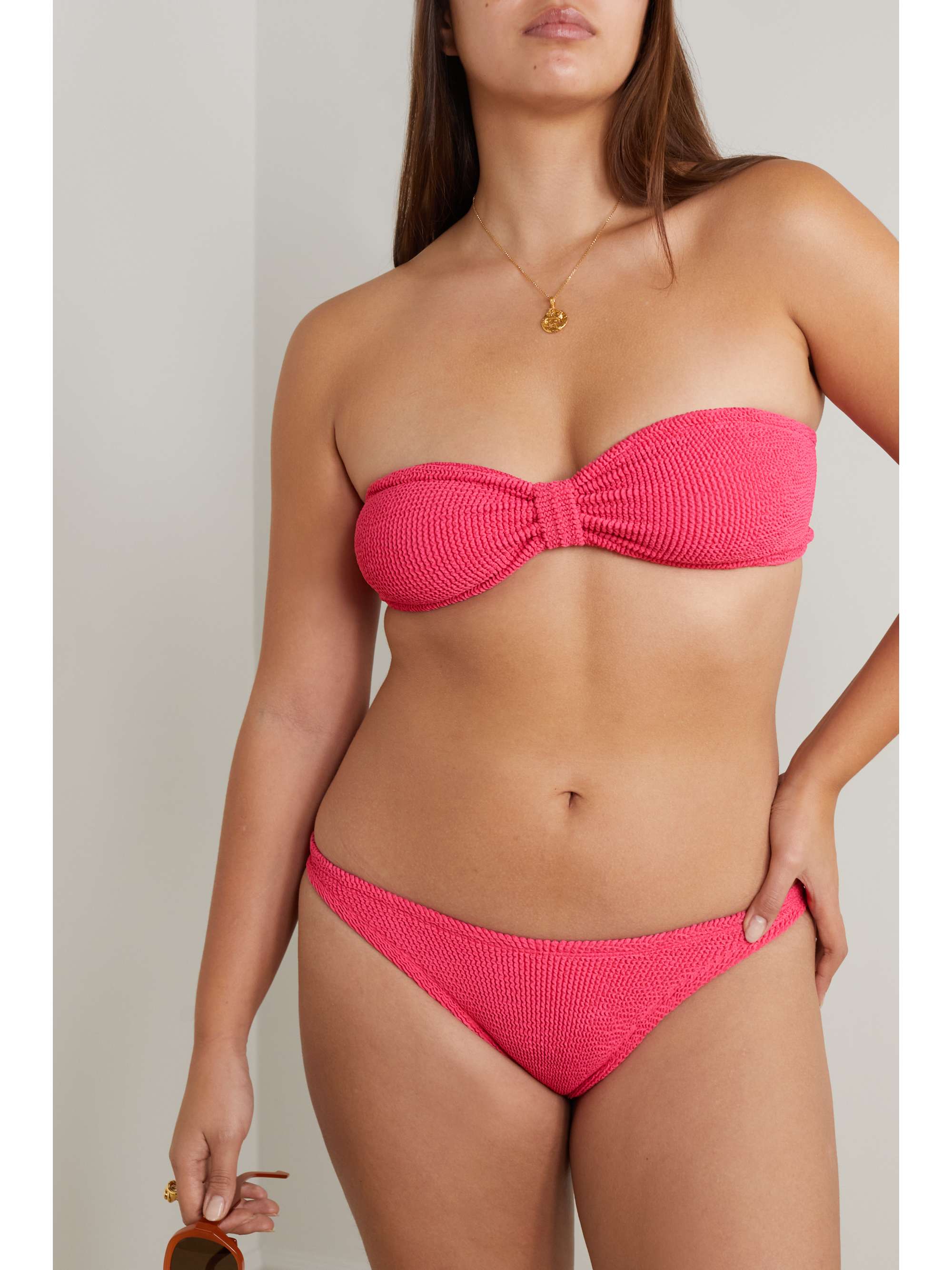 HUNZA G + NET SUSTAIN Jean seersucker bandeau bikini