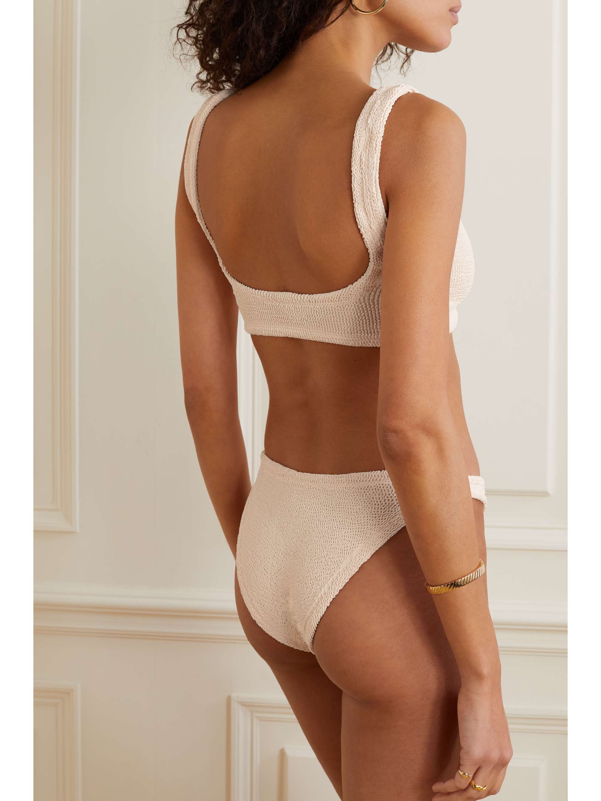 HUNZA G + NET SUSTAIN embellished seersucker bikini