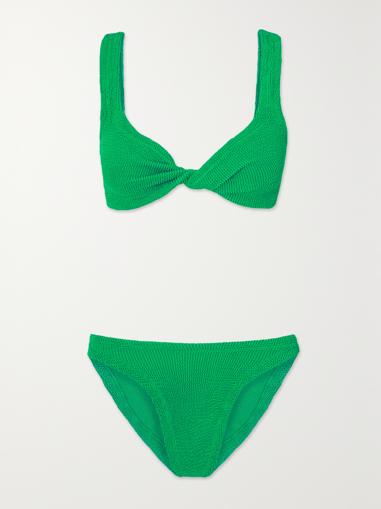 Hunza G - + Net Sustain Juno Twist-front Seersucker Bikini - Green