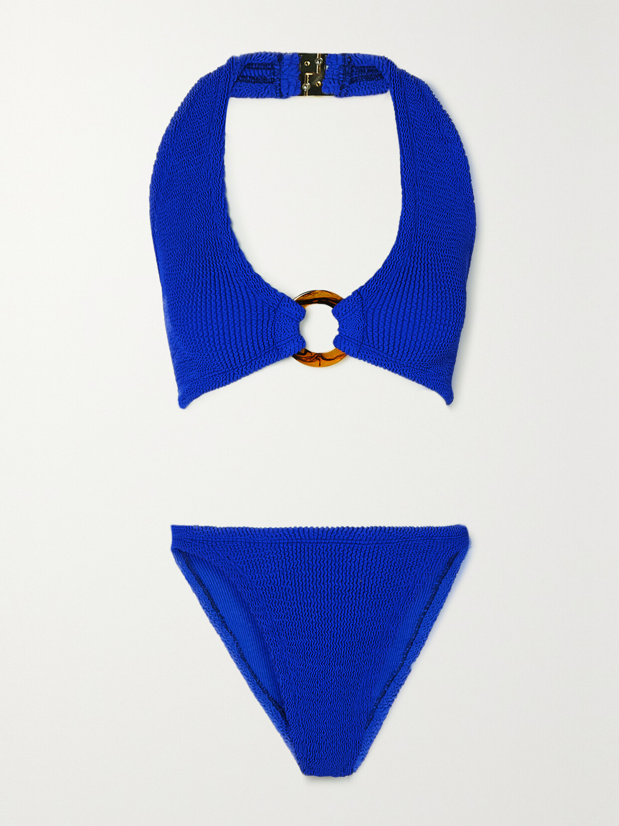 Hunza G - + Net Sustain Coco Seersucker Triangle Halterneck Bikini - Blue