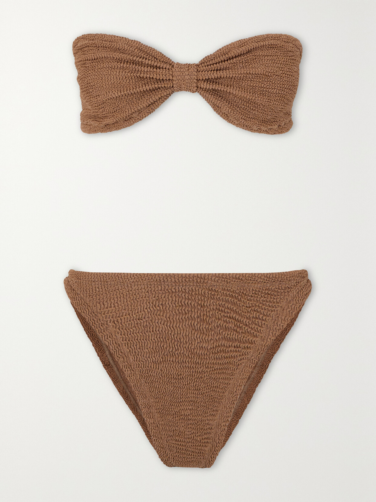 Hunza G - + Net Sustain Jean Seersucker Bandeau Bikini - Brown