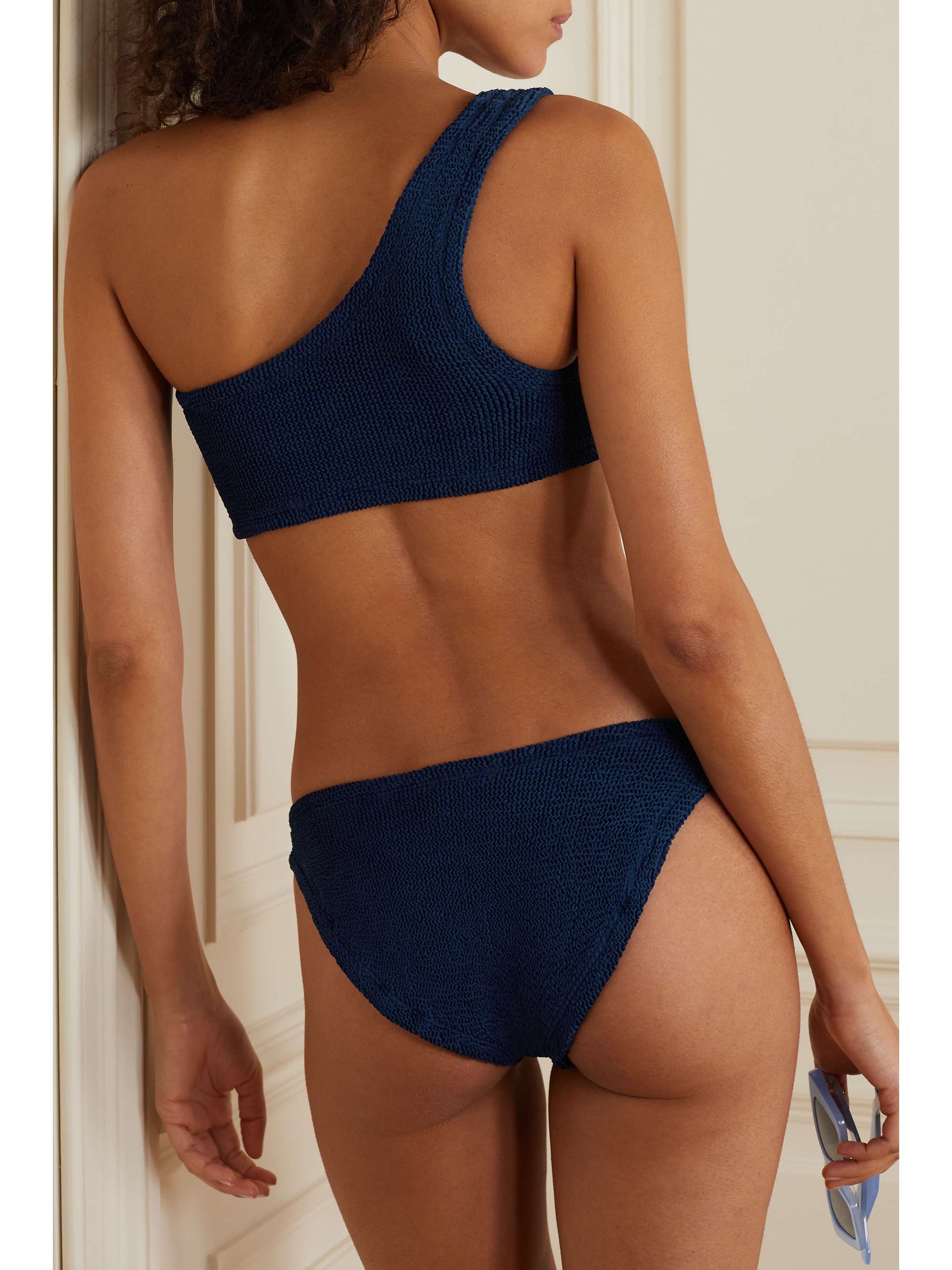 HUNZA G + NET SUSTAIN Nancy one-shoulder seersucker bikini