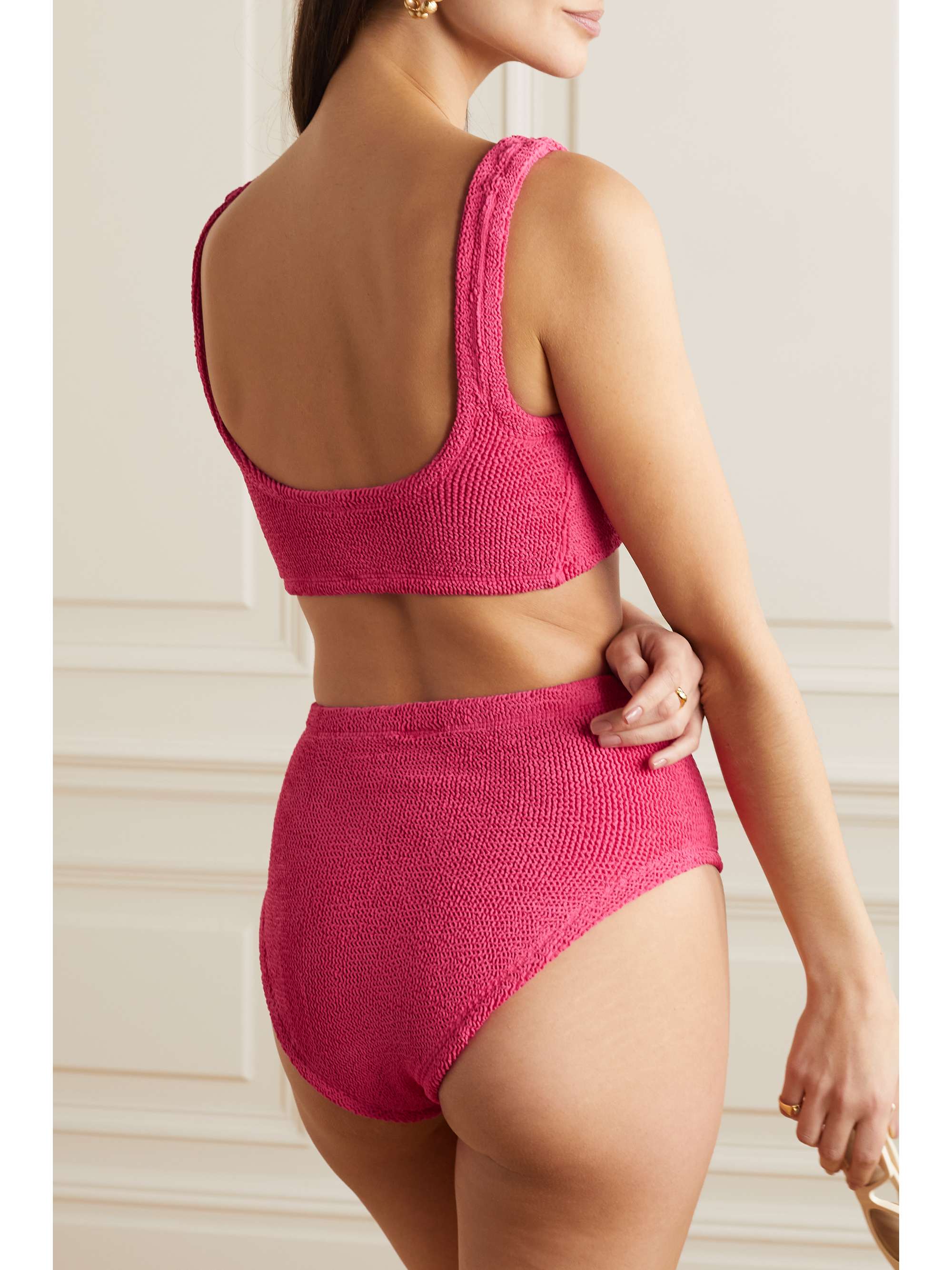 HUNZA G + NET SUSTAIN Jamie twist-front seersucker bikini