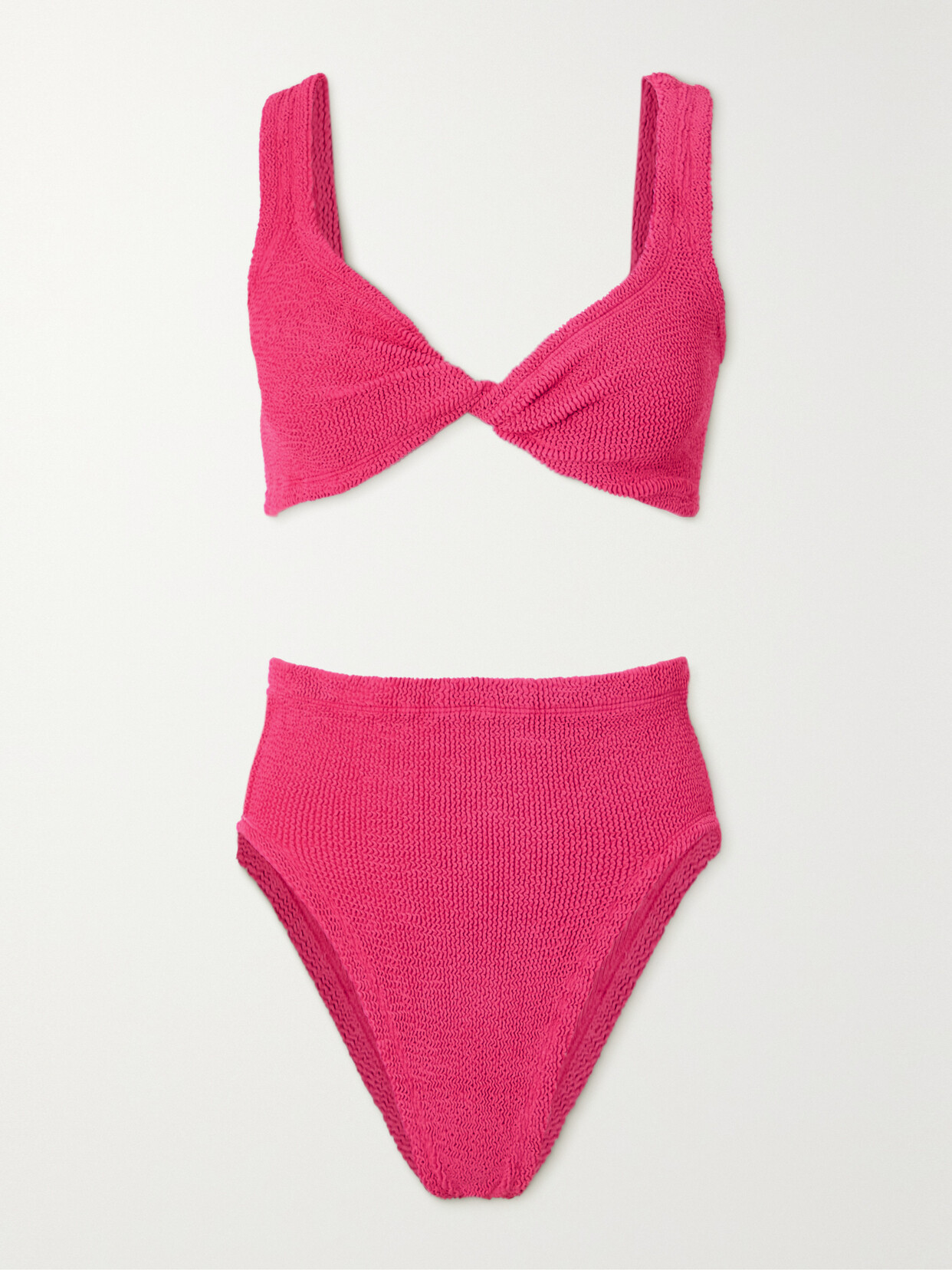 Hunza G - + Net Sustain Jamie Twist-front Seersucker Bikini - Pink