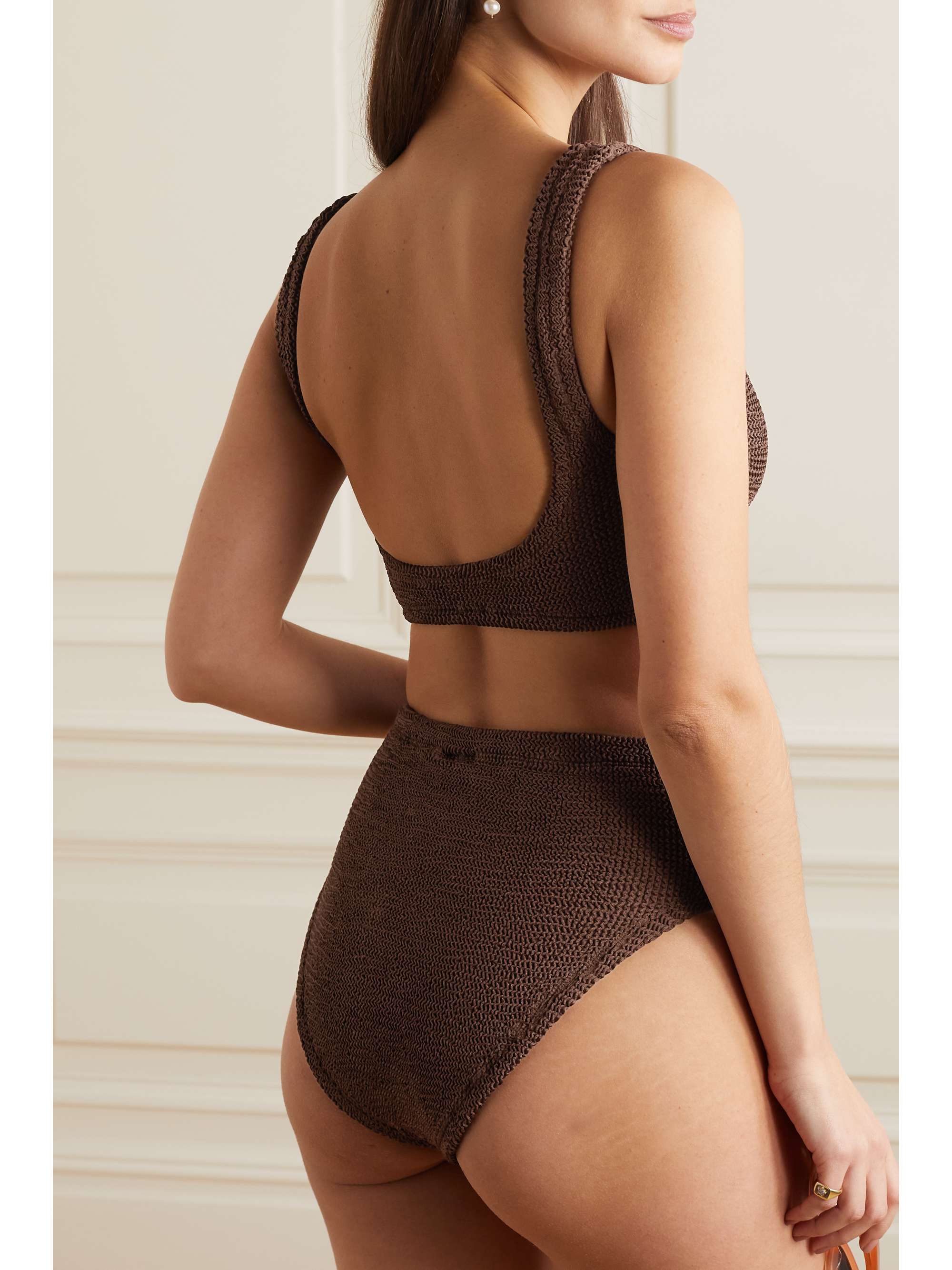 HUNZA G + NET SUSTAIN Nadine embellished seersucker bikini