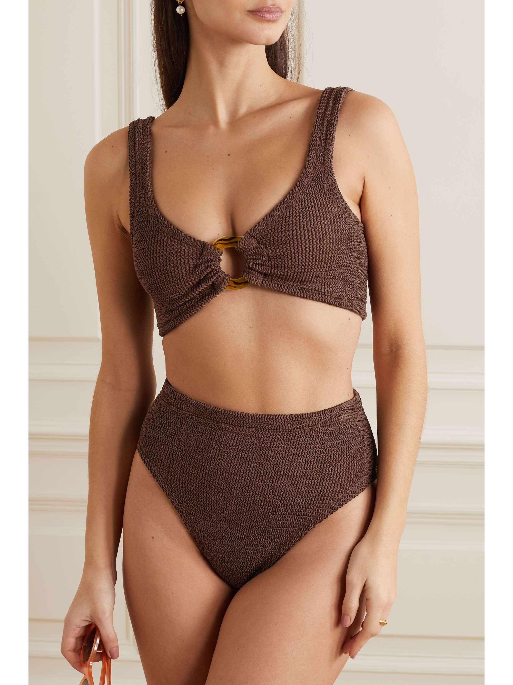 HUNZA G + NET SUSTAIN Nadine embellished seersucker bikini
