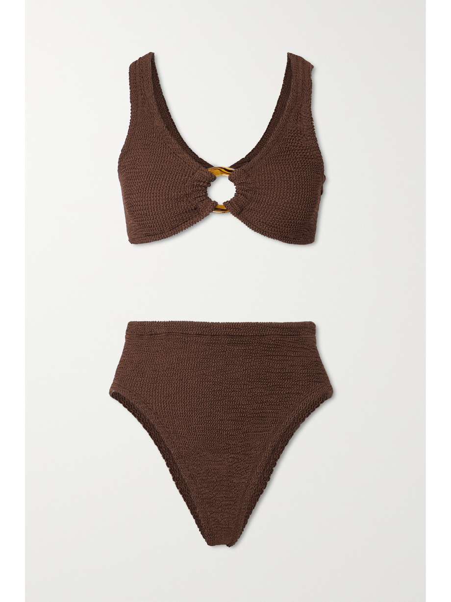 net-a-porter.com | + NET SUSTAIN Nadine embellished seersucker bikini