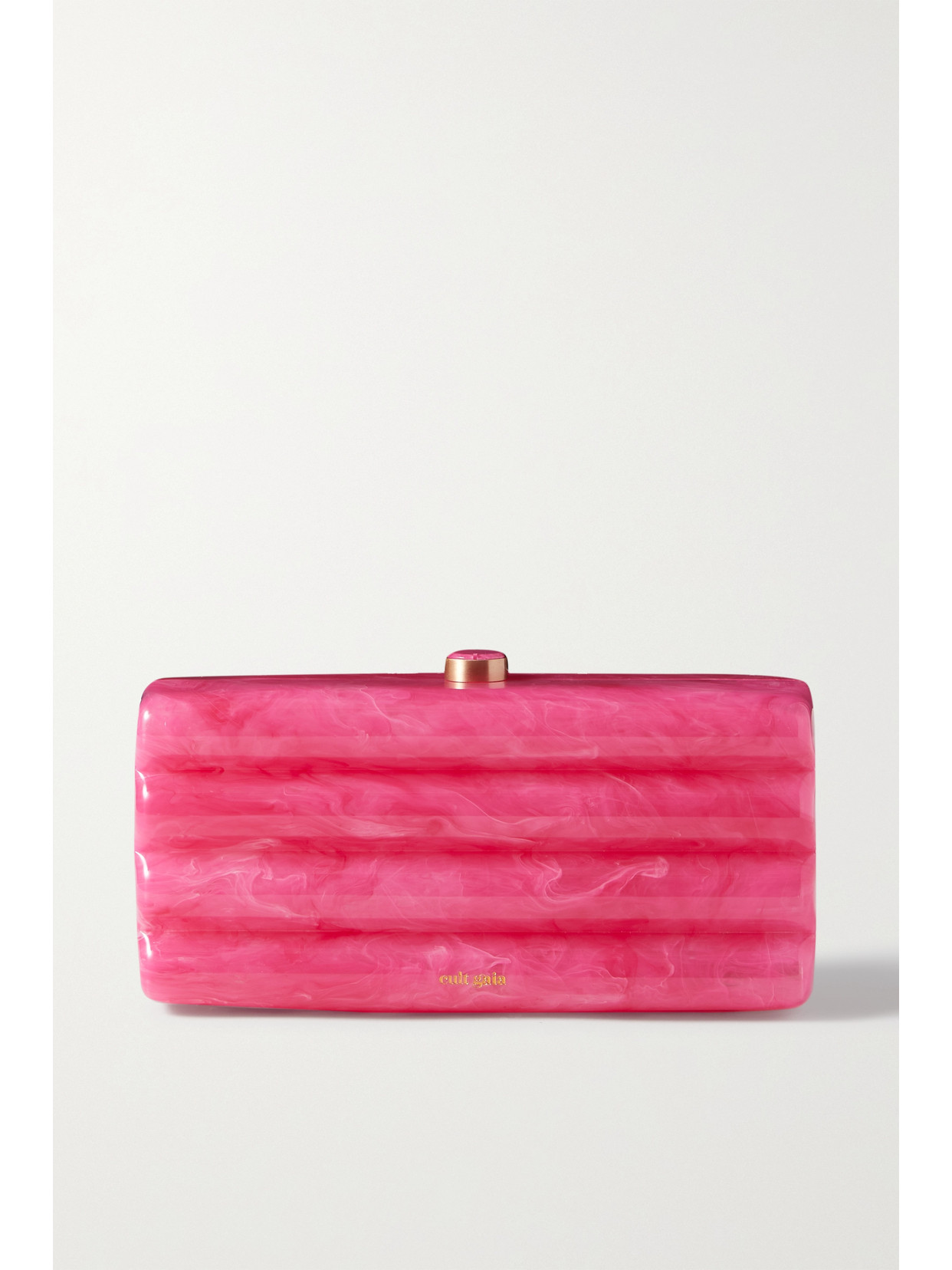 Cult Gaia Enid Marbled Acrylic Clutch In Fuxia