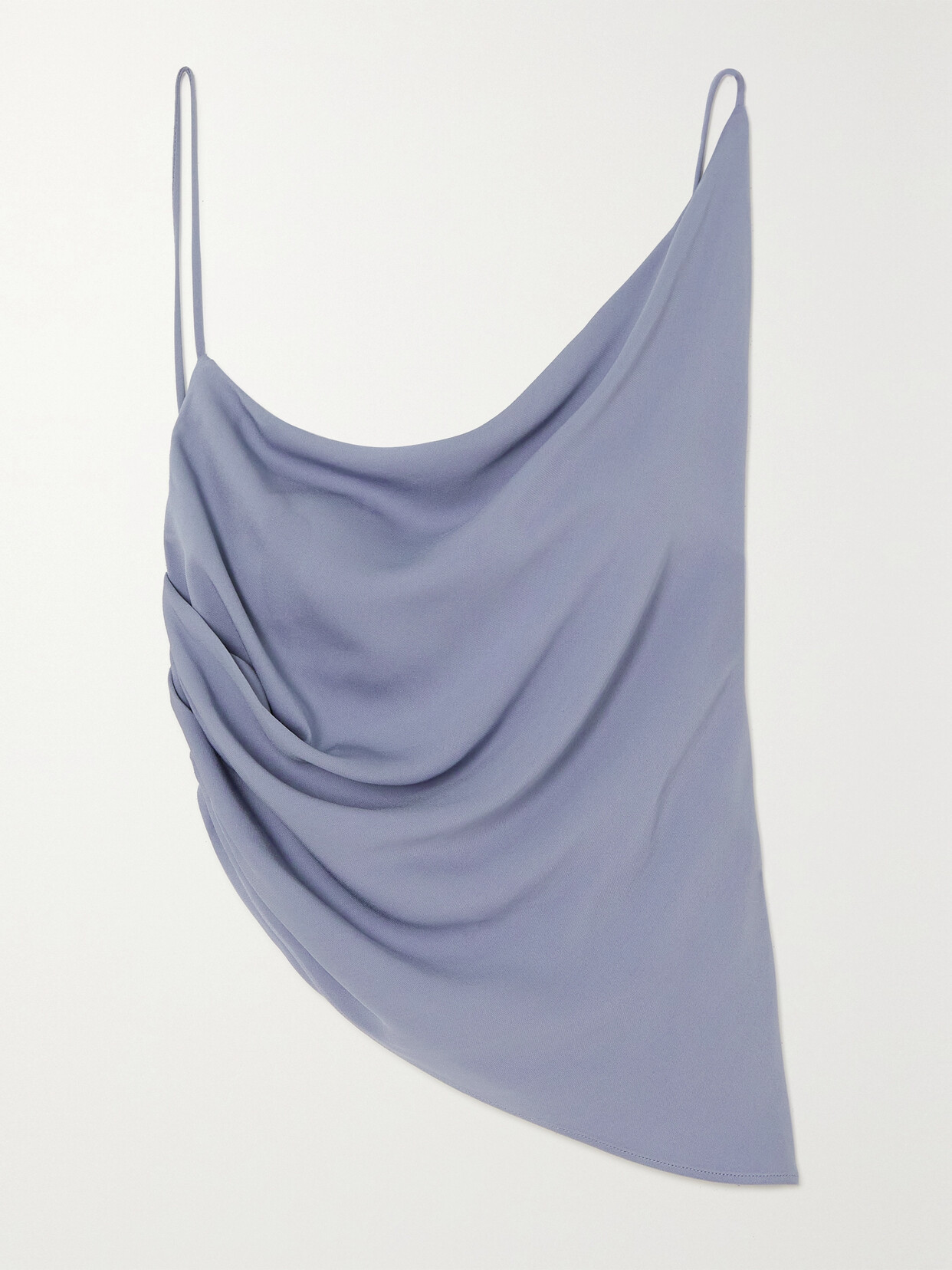 Christopher Esber - Cropped Asymmetric Ruched Piqué Top - Blue